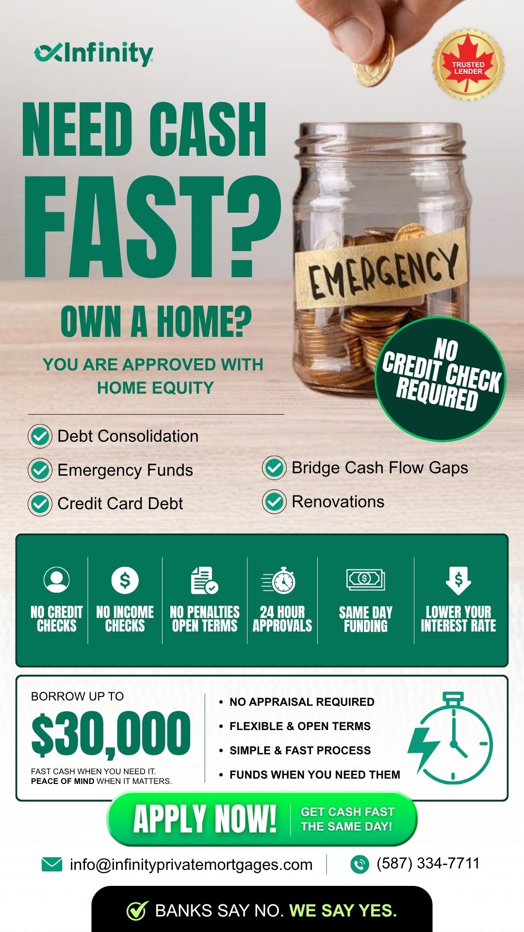 Infinity Private Mortgages Facebook ad