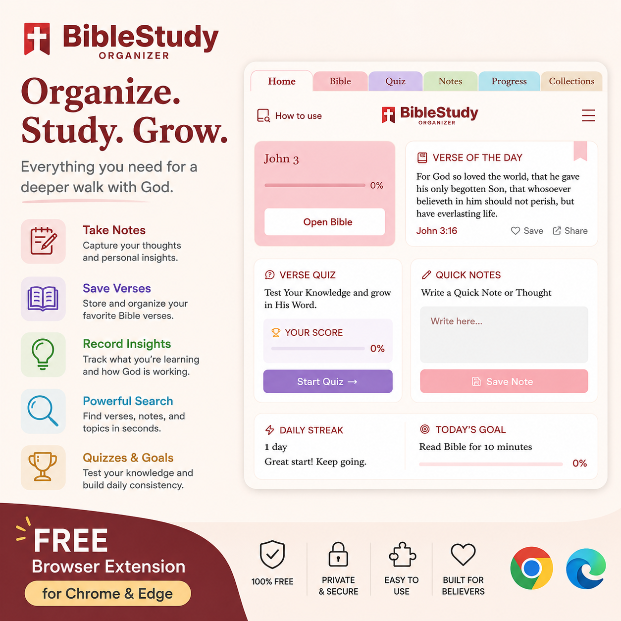 Bible Study Organizer Facebook ad: Organize Your Bible Study in One Place