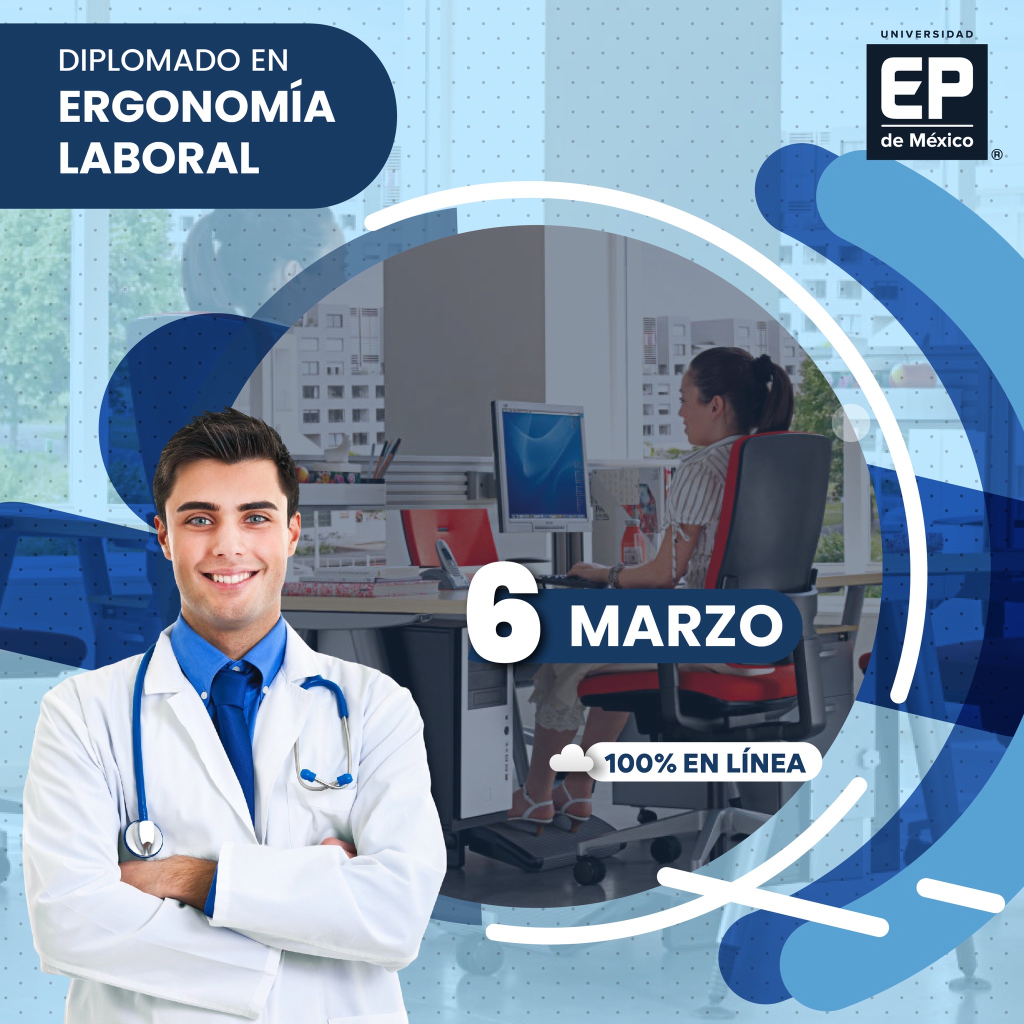 EP de México Facebook ad: Diplomado en ERGONOMÍA LABORAL 100% en Línea