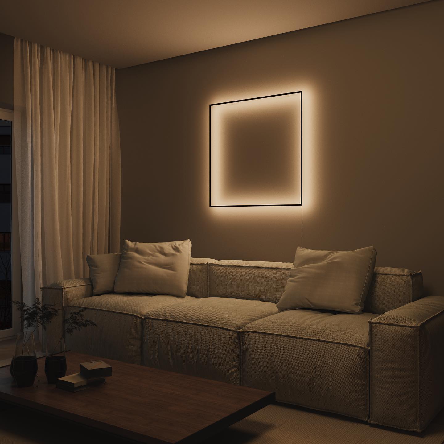 Reflektion Facebook ad: Light sculpture KVADRAT 90x90 cm.