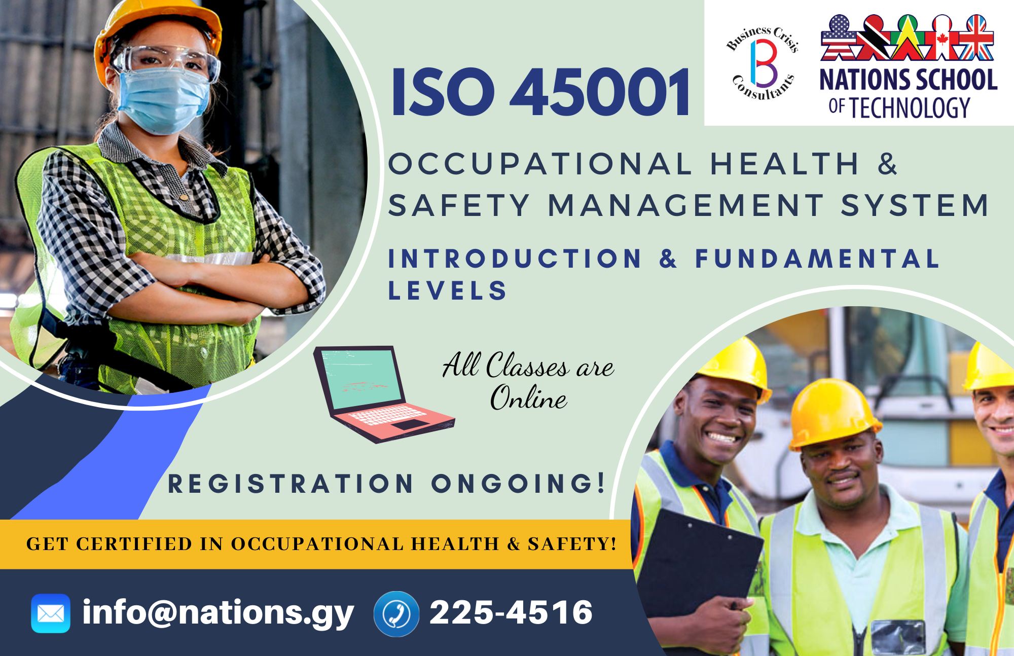 Nations Inc. Facebook ad: Create Safer Workplaces with ISO 45001 Training!