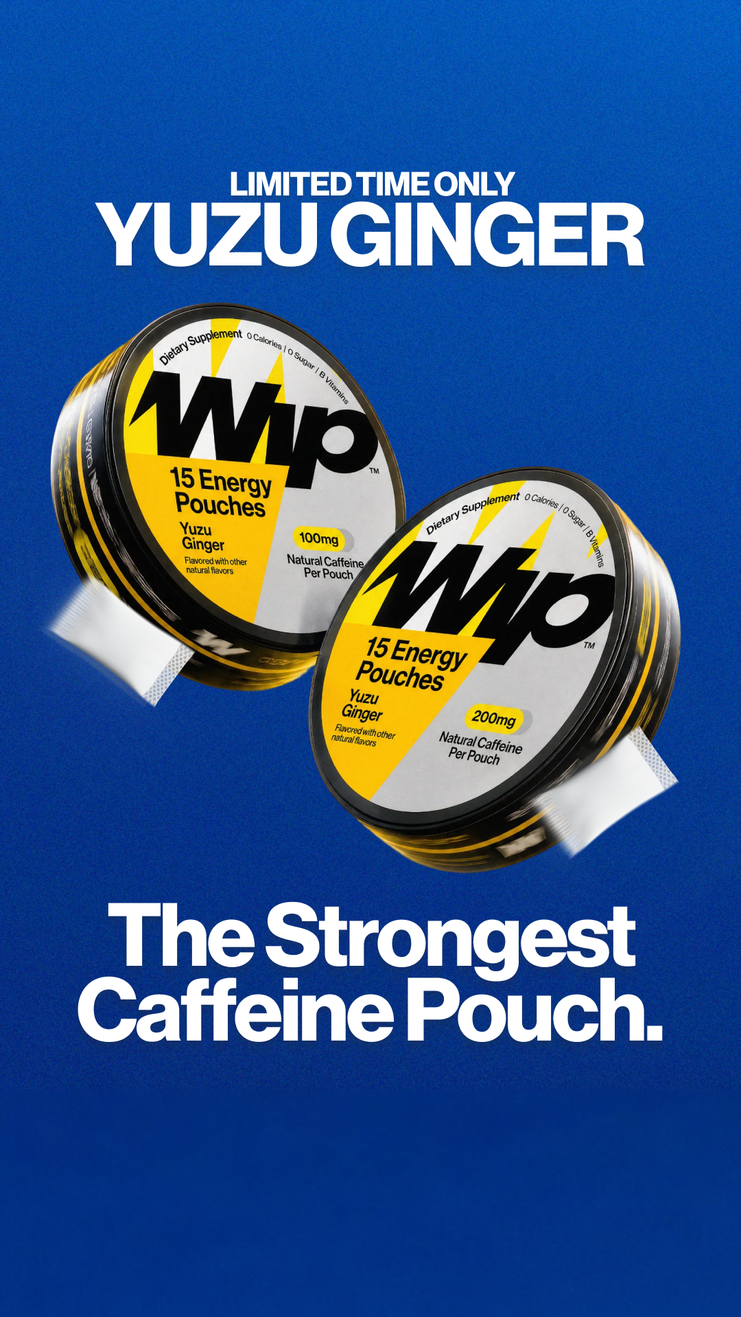 Wip Energy Facebook ad: Caffeine in a Pouch
