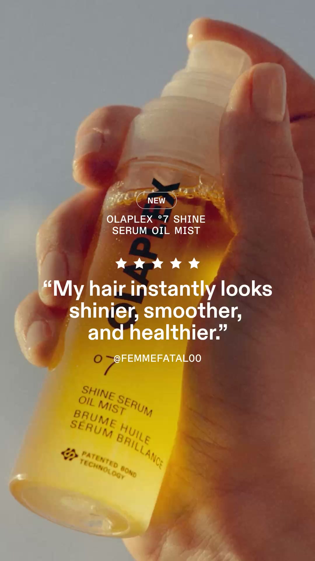 Olaplex Facebook ad: New Drop: Shake. Spritz. Shine.