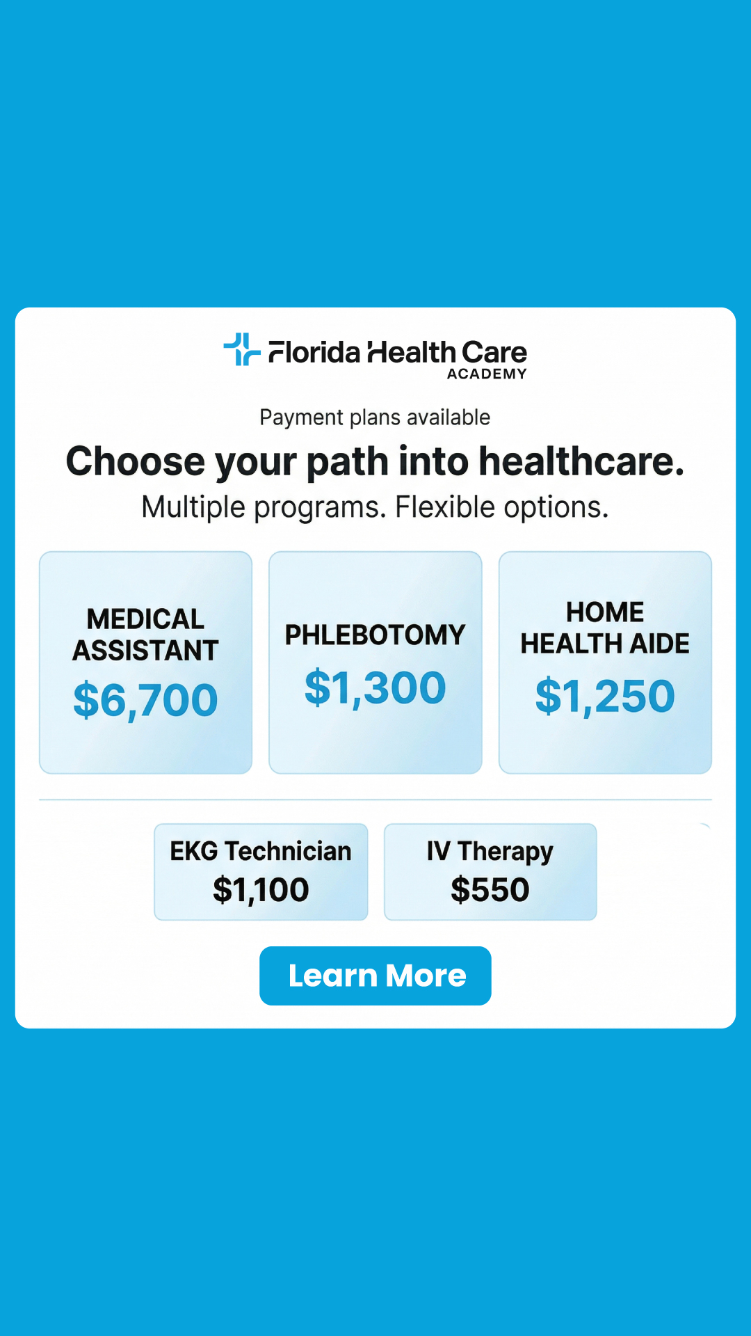 Florida Health Care Academy Facebook ad from Mar 30, 2026