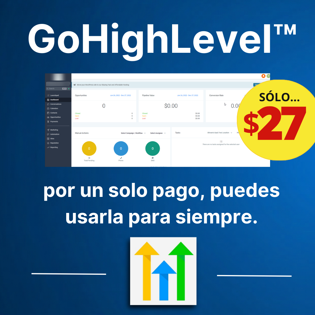 GHL Pago Único Facebook ad: Acceso de Pago Único a GoHighLevel (4.9 • 231 reseñas)