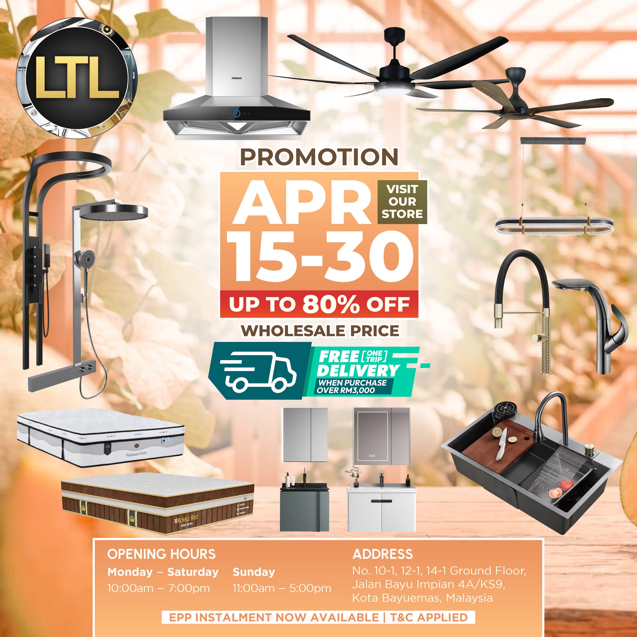 LTL Bath, Kitchen, Lighting & Mattress - Bayuemas Bukit Tinggi Klang Facebook ad: 𝐁𝐀𝐓𝐇 𝐊𝐈𝐓𝐂𝐇𝐄𝐍 𝐋𝐈𝐆𝐇𝐓𝐈𝐍𝐆 𝐌𝐀𝐓𝐓𝐑𝐄𝐒𝐒