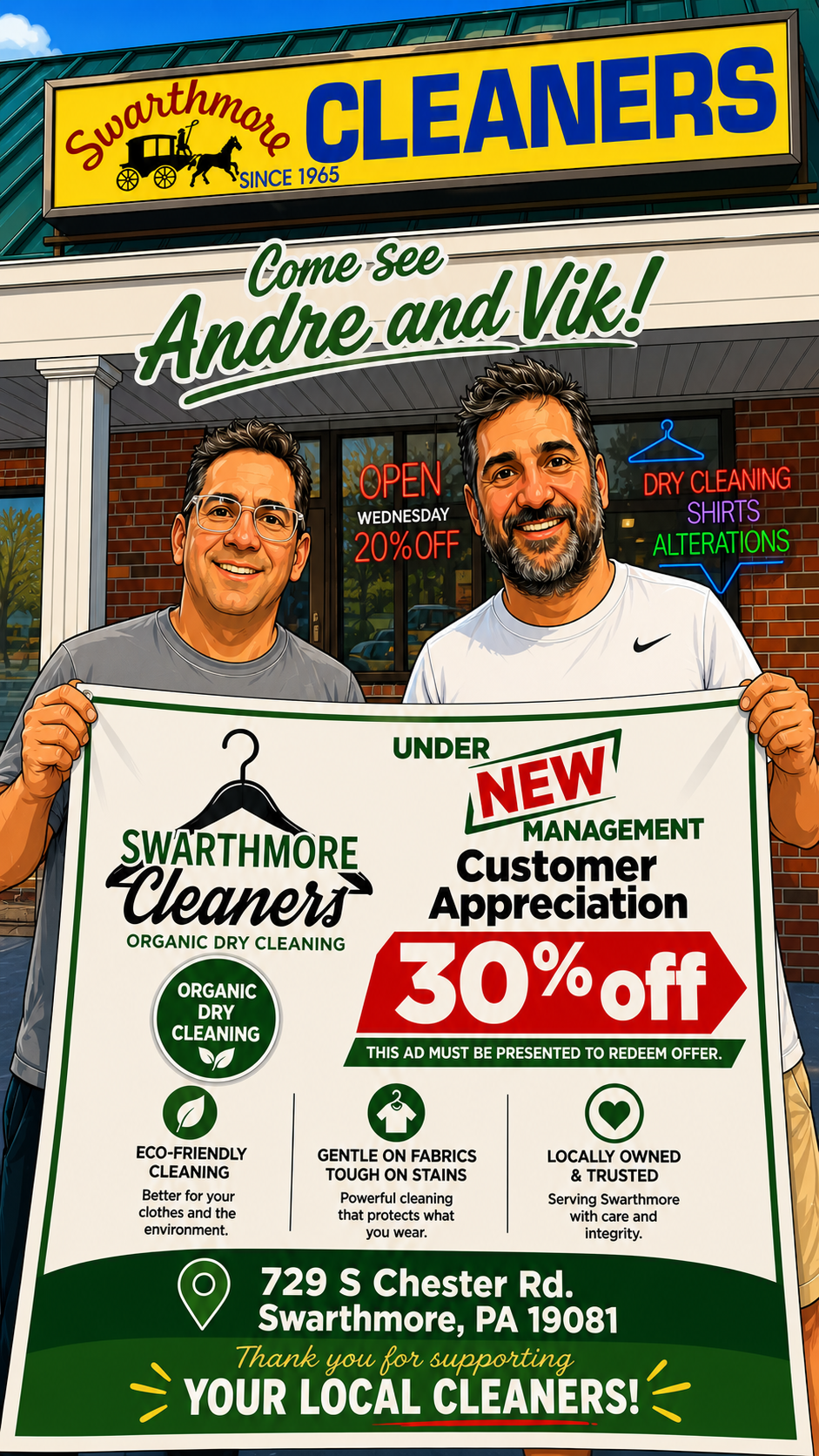 Swarthmore Organic Dry Cleaners Facebook ad