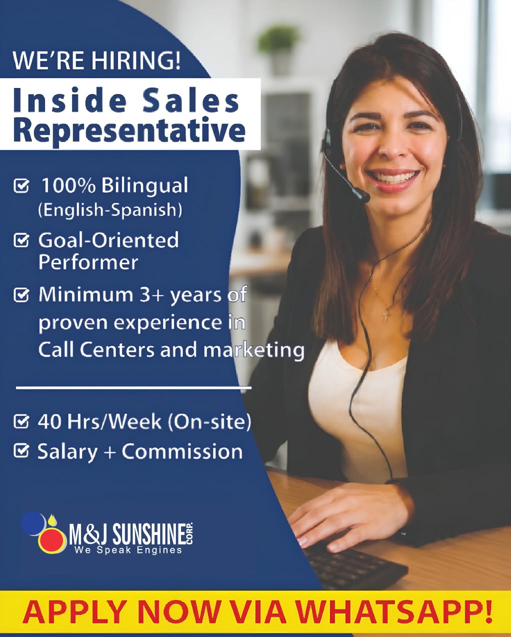 M&J Sunshine Facebook ad: WE'RE HIRING: Are you