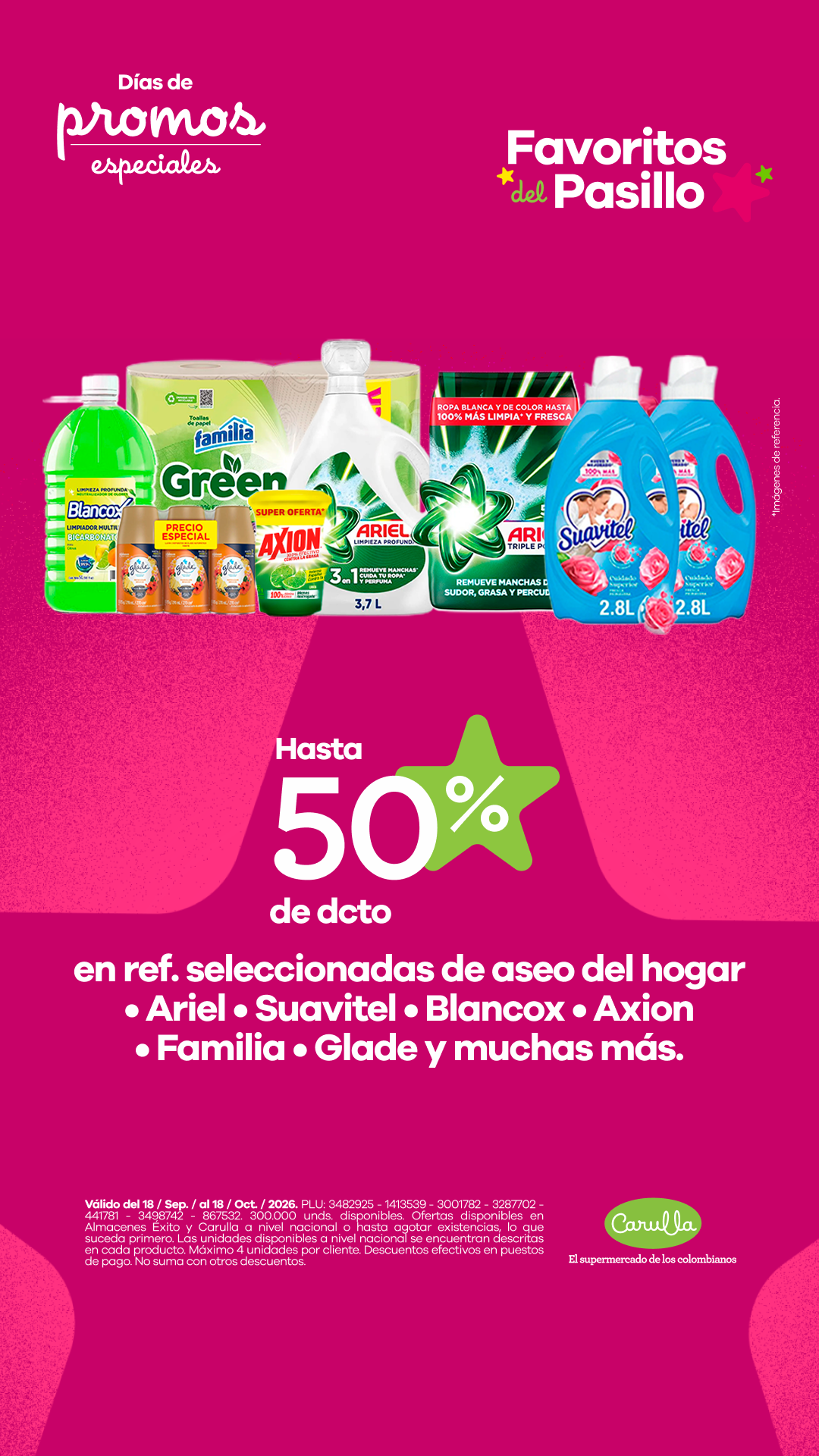 Carulla Facebook ad: Promos aseo para el hogar.