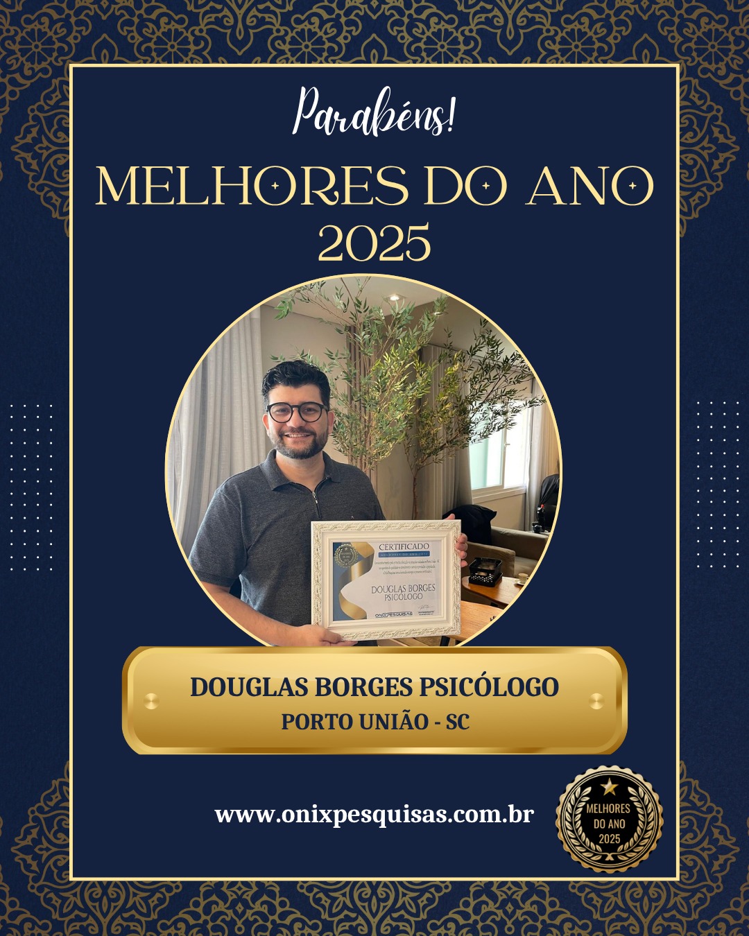 Psicólogo Douglas Borges Facebook ad: PRÊMIO MELHORES DO ANO 2025 EM PORTO UNIÃO-SC!