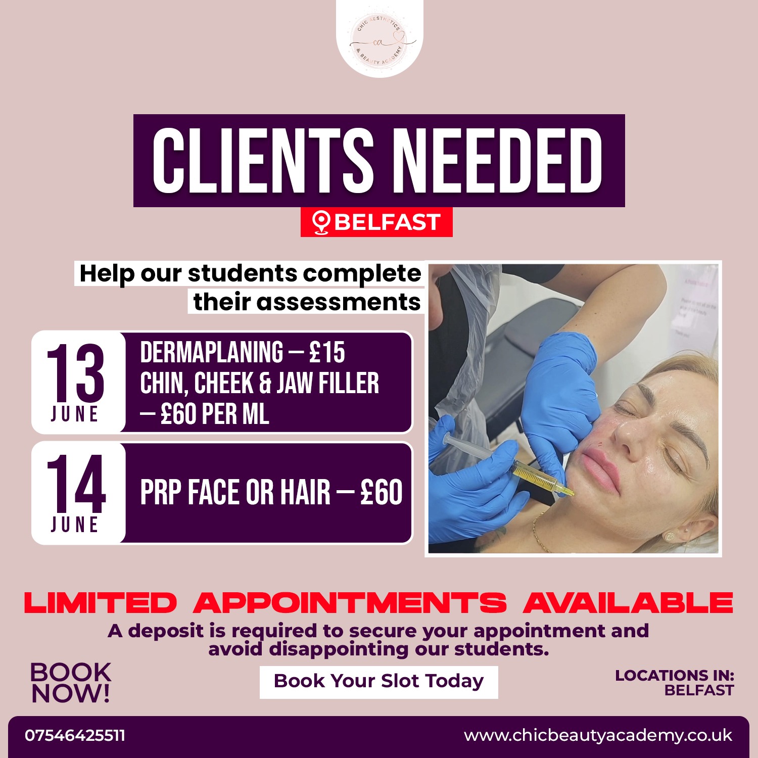 Chic Aesthetics & Beauty Academy Ltd UK  Facebook ad