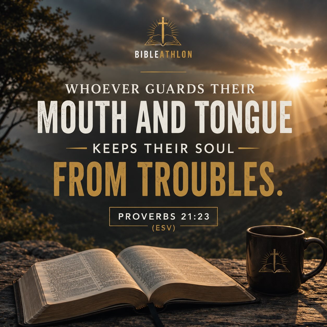 Bibleathlon Facebook ad: Proverbs 21:23