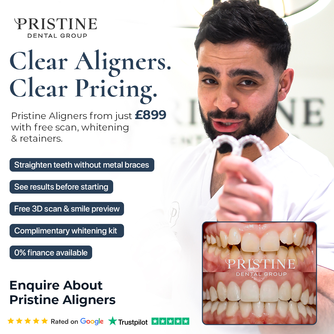 Pristine dental group Facebook ad: Discreet, Affordable Teeth Straightening