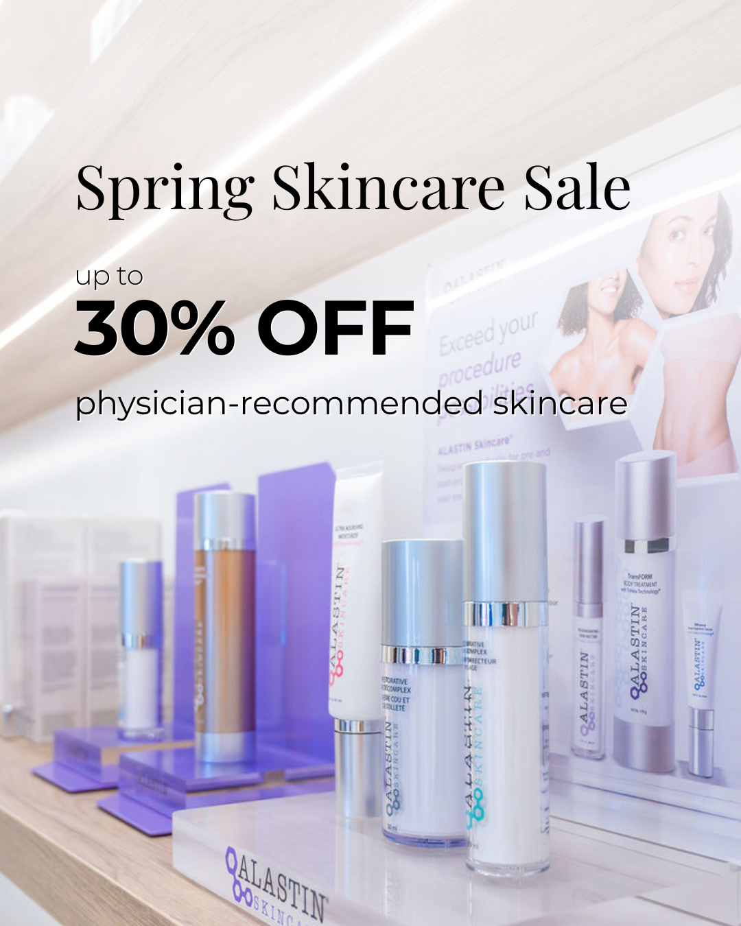 Carruthers Cosmetic Facebook ad: Spring Skincare Sale, Up to 30% Off