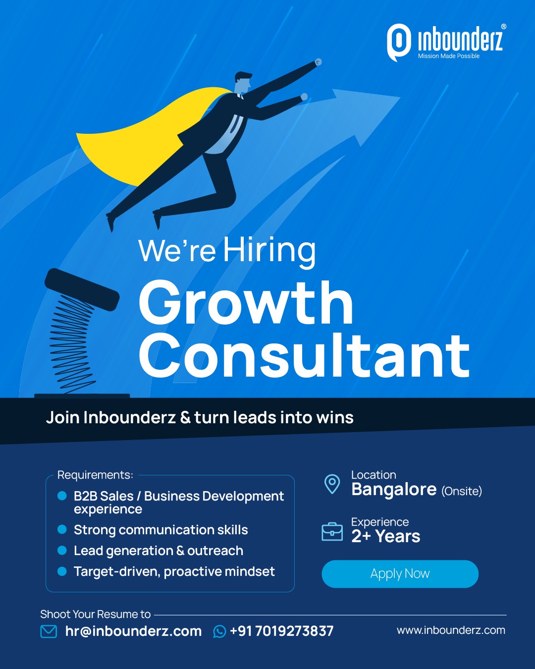 Inbounderz Facebook ad: Apply Now!