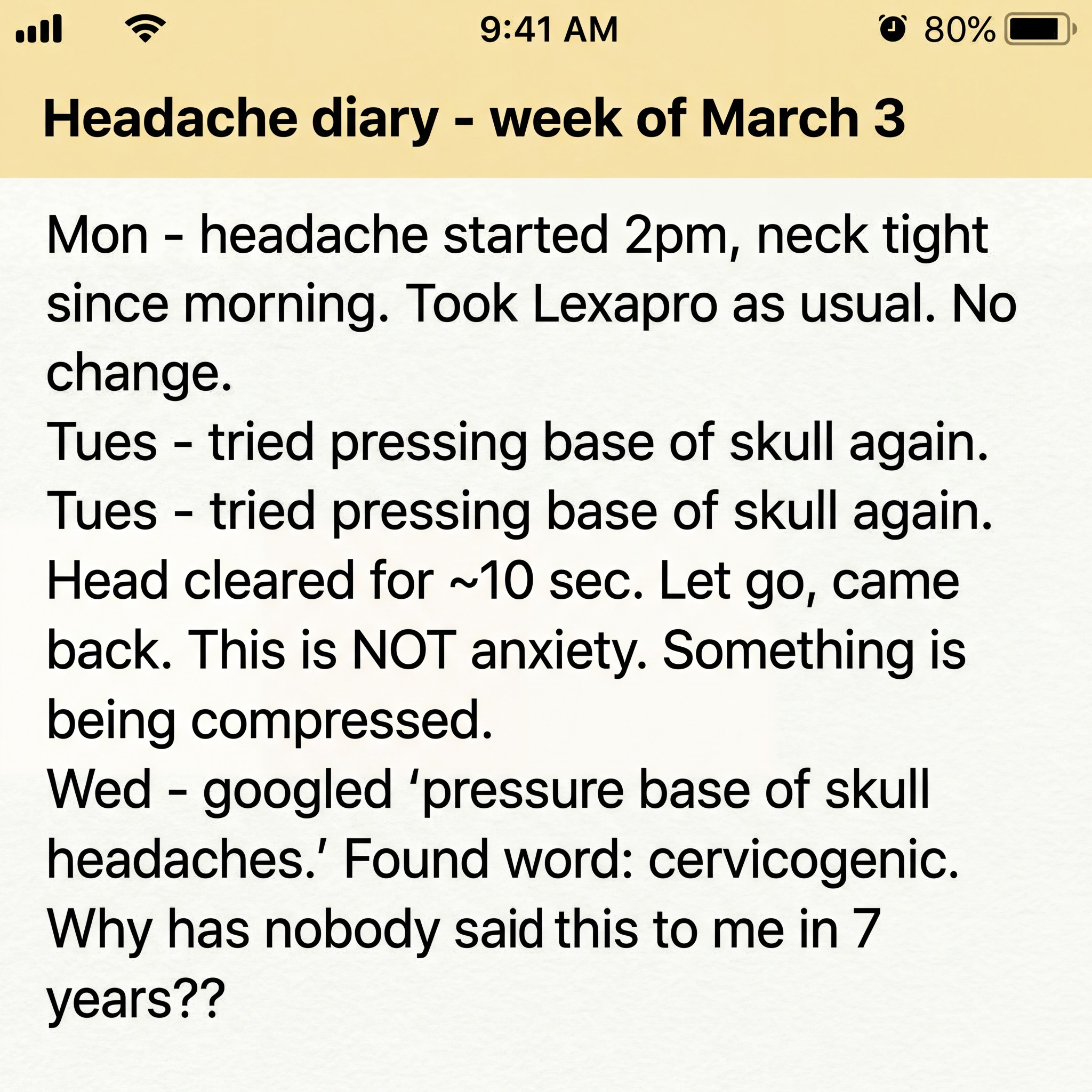 Linda Facebook ad: My doctor said anxiety. It was my neck.