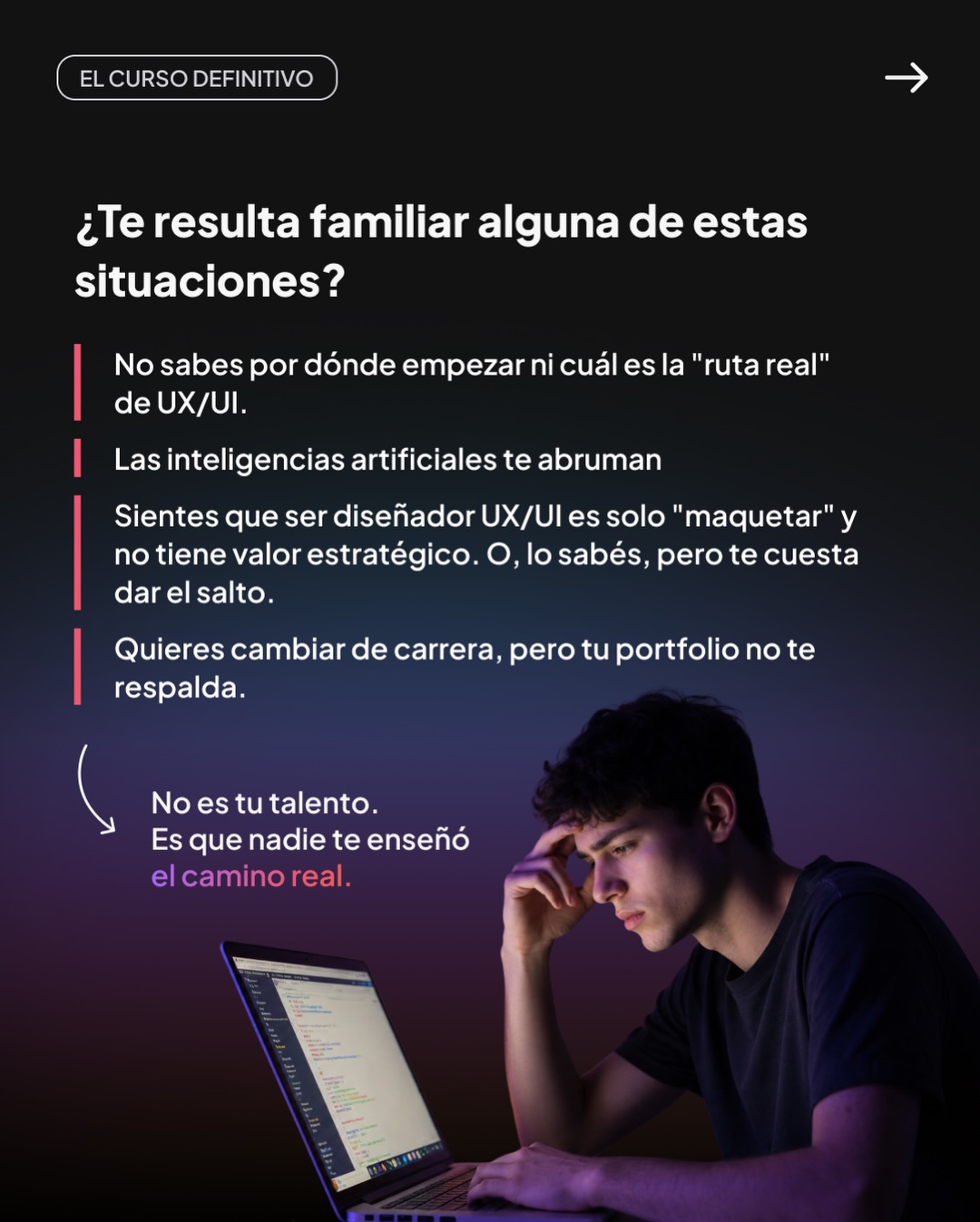 Espacio UX Facebook ad: Dejá de aprender solo herramientas.