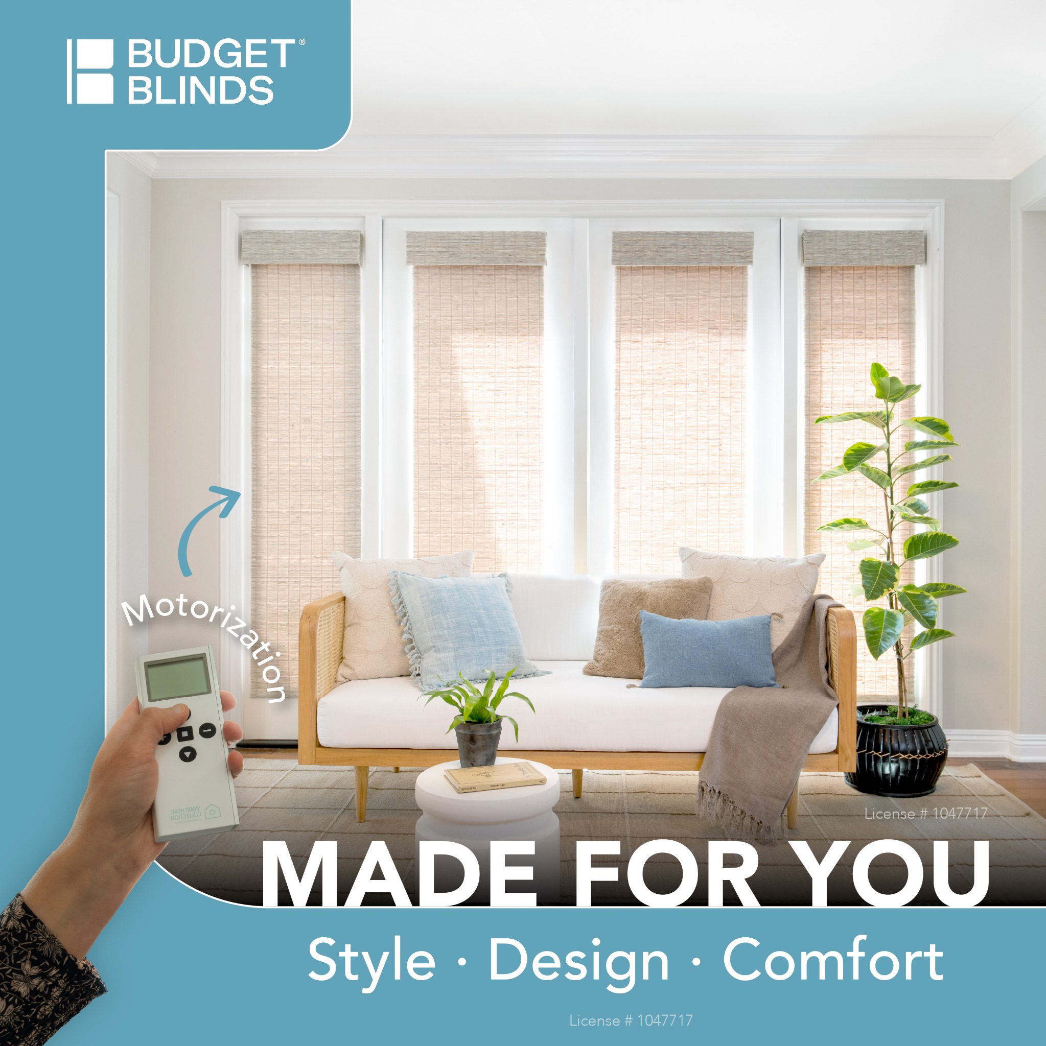 Budget Blinds of North County San Diego Facebook ad: Comfort & Privacy for Every Room