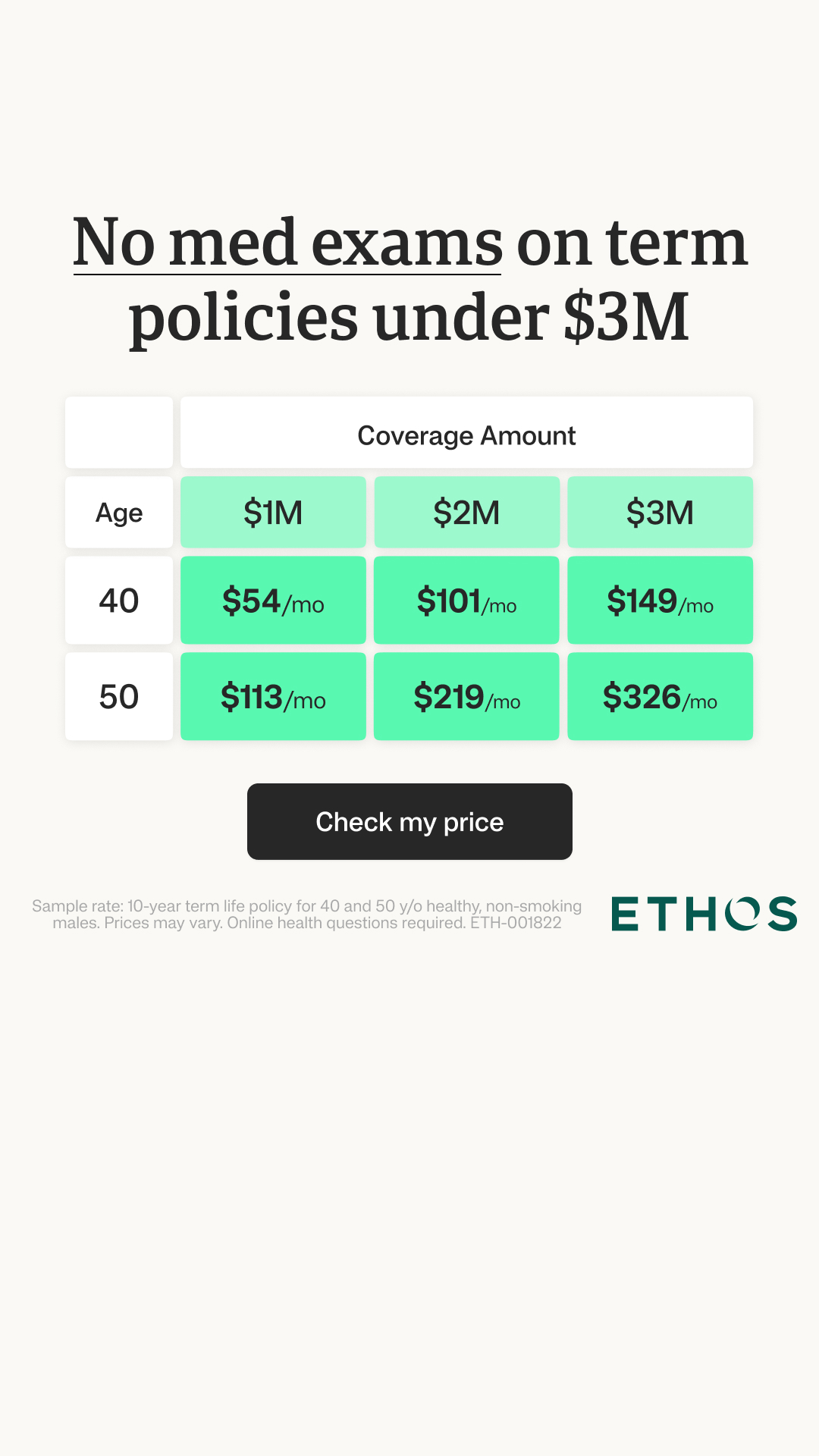 Ethos Facebook ad