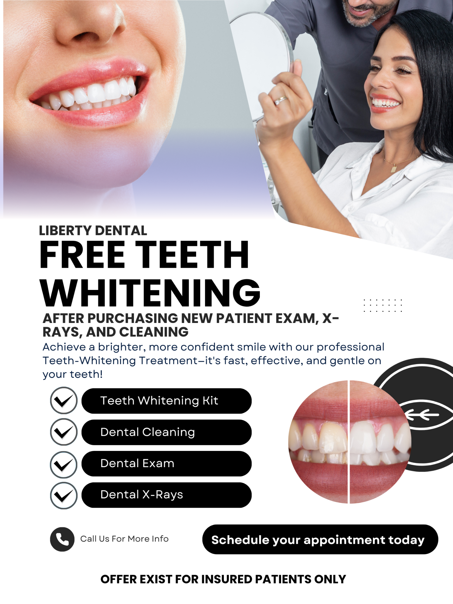 Liberty Dental Facebook ad: Get a Free Teeth Whitening kit! Limited Time Offer for New…