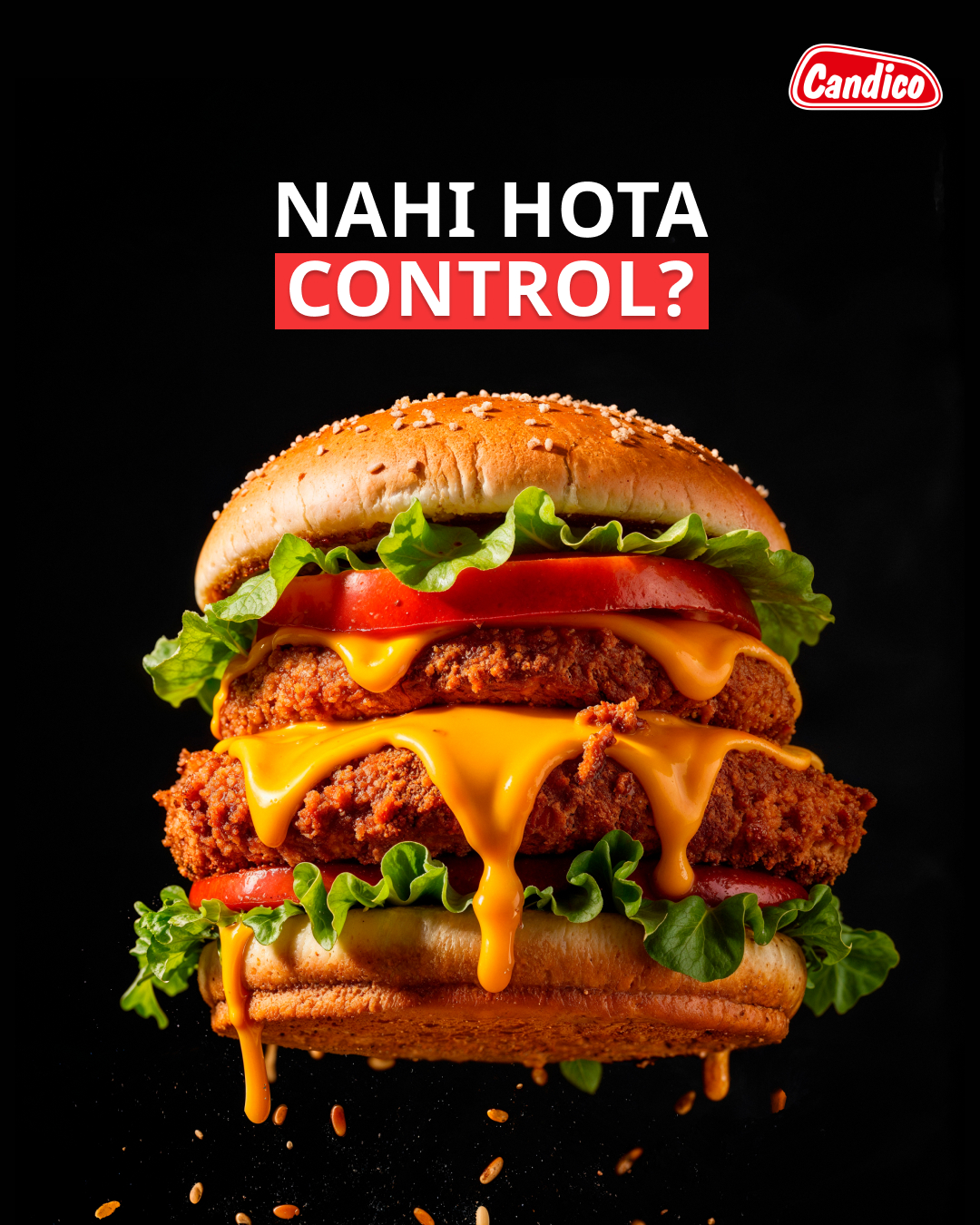 Candico India Ltd. Facebook ad: Irresistible burger pe nahi hota control?