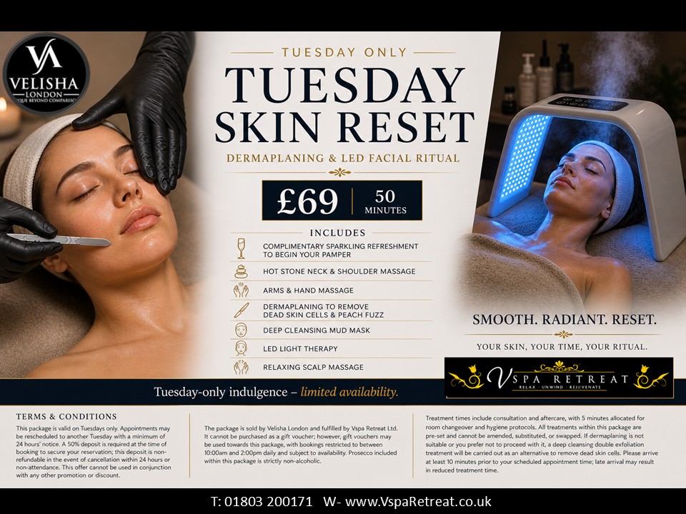 Vspa Retreat Facebook ad: TUESDAY FACIAL ESCAPES