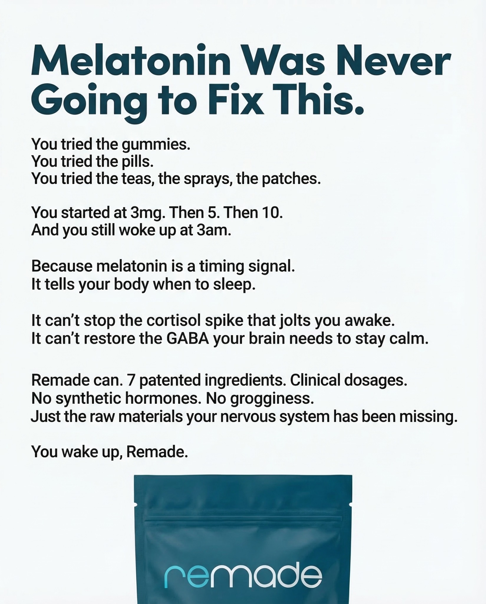 Remade Restorative Sleep Supplement Facebook ad