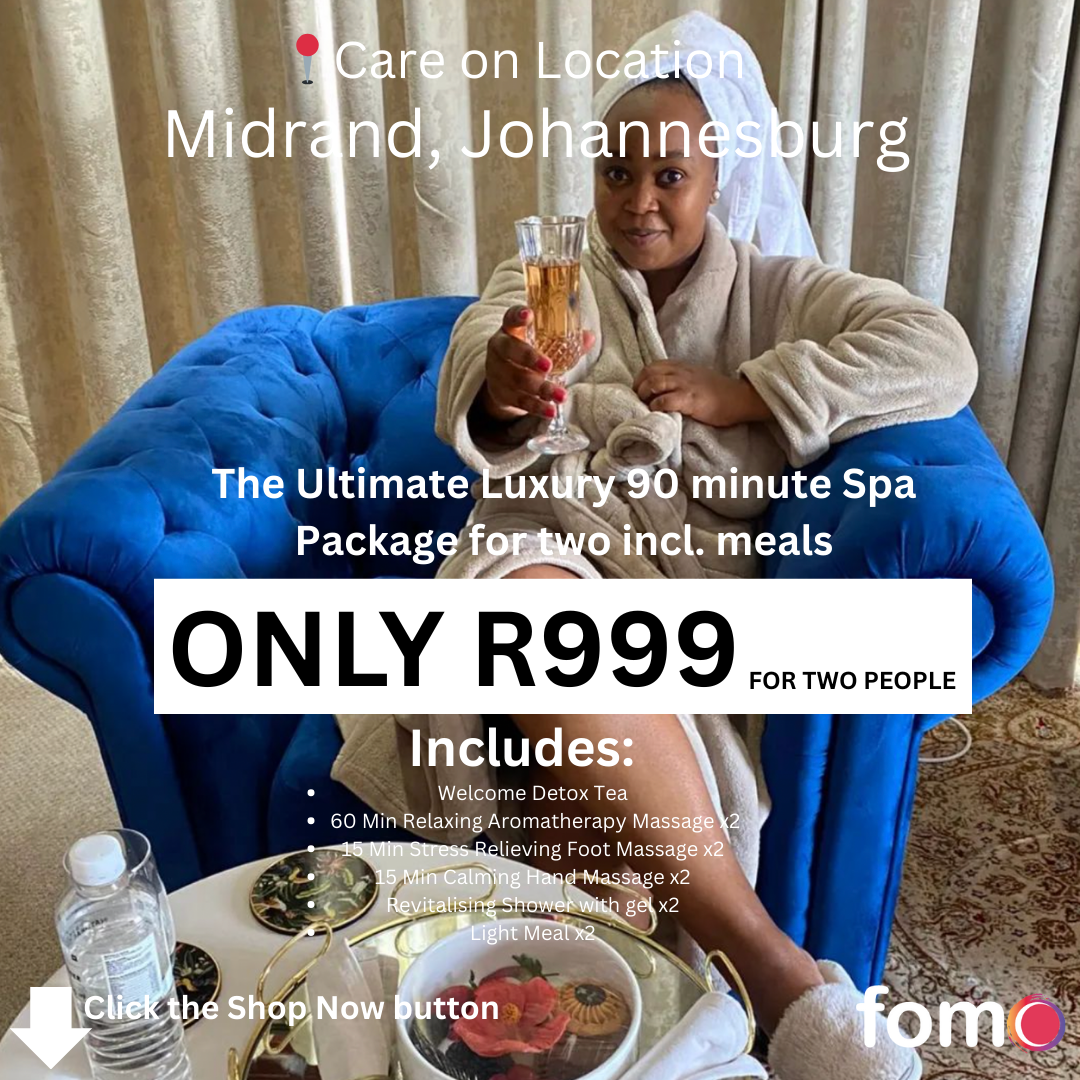 The fomo App Facebook ad: Luxury Spa Package for 2, Just R999!