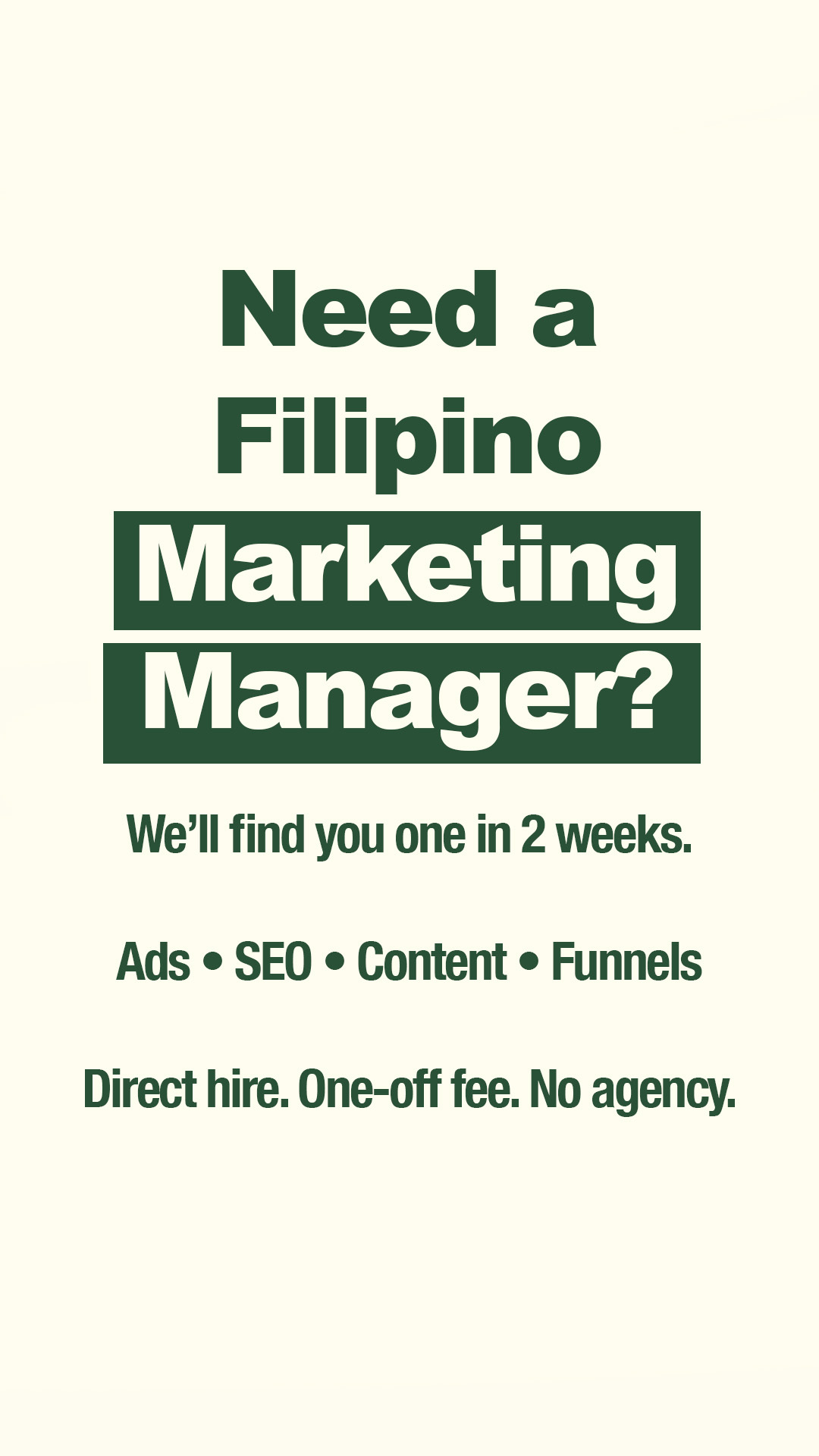 Hunt St Facebook ad: Hire Filipino Talent Direct