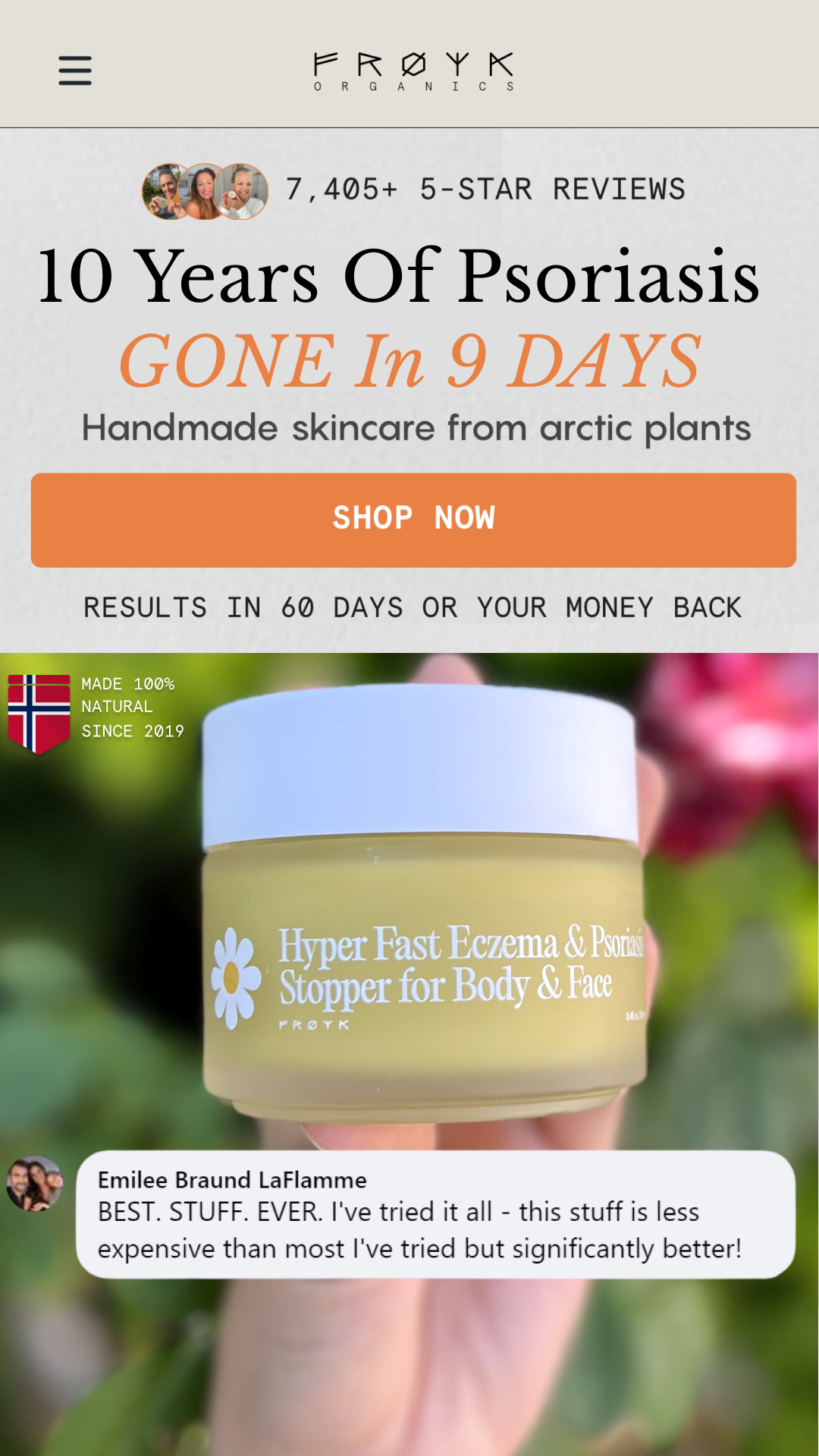 Frøya Organics Facebook ad