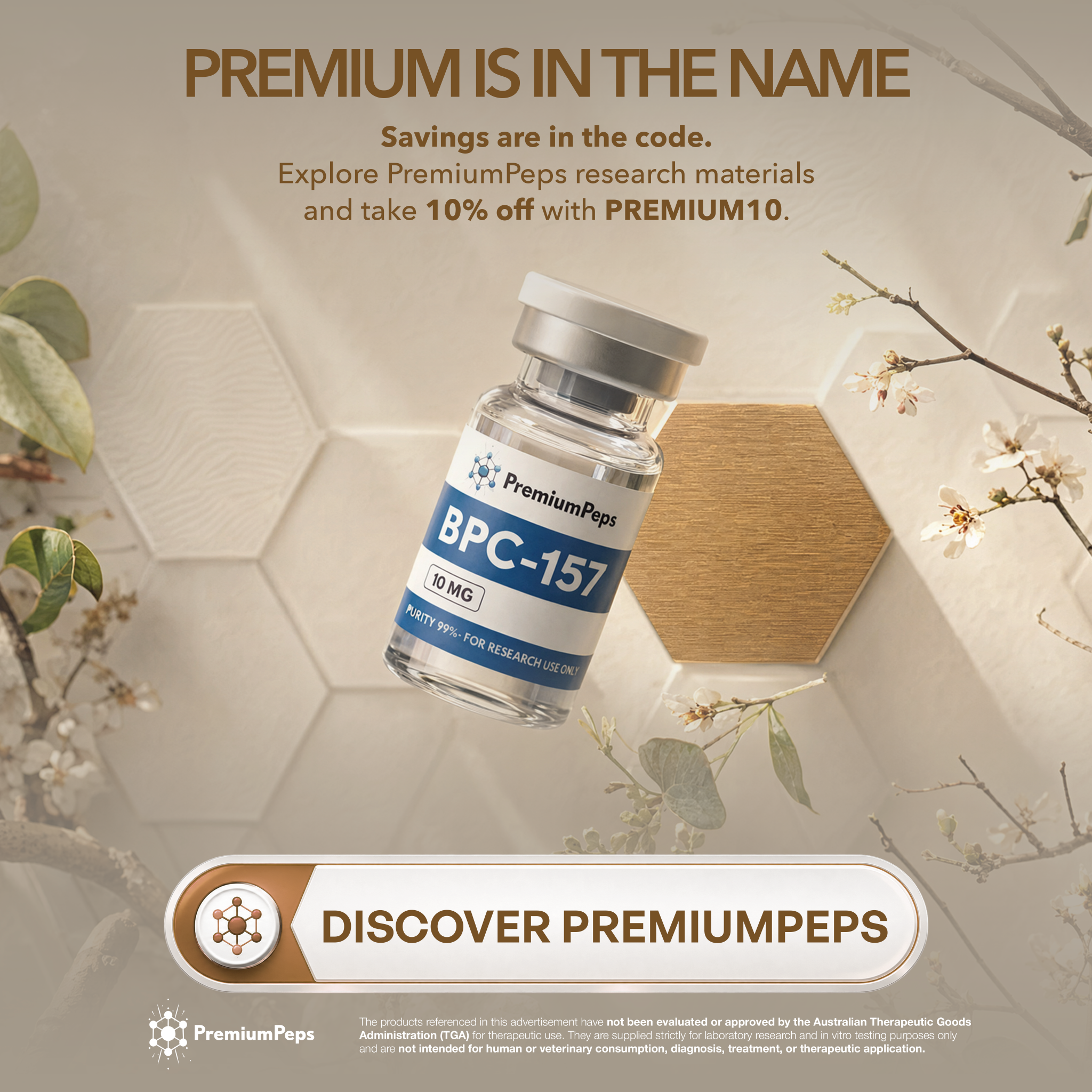 Premium Peptides Facebook ad: Explore PremiumPeps