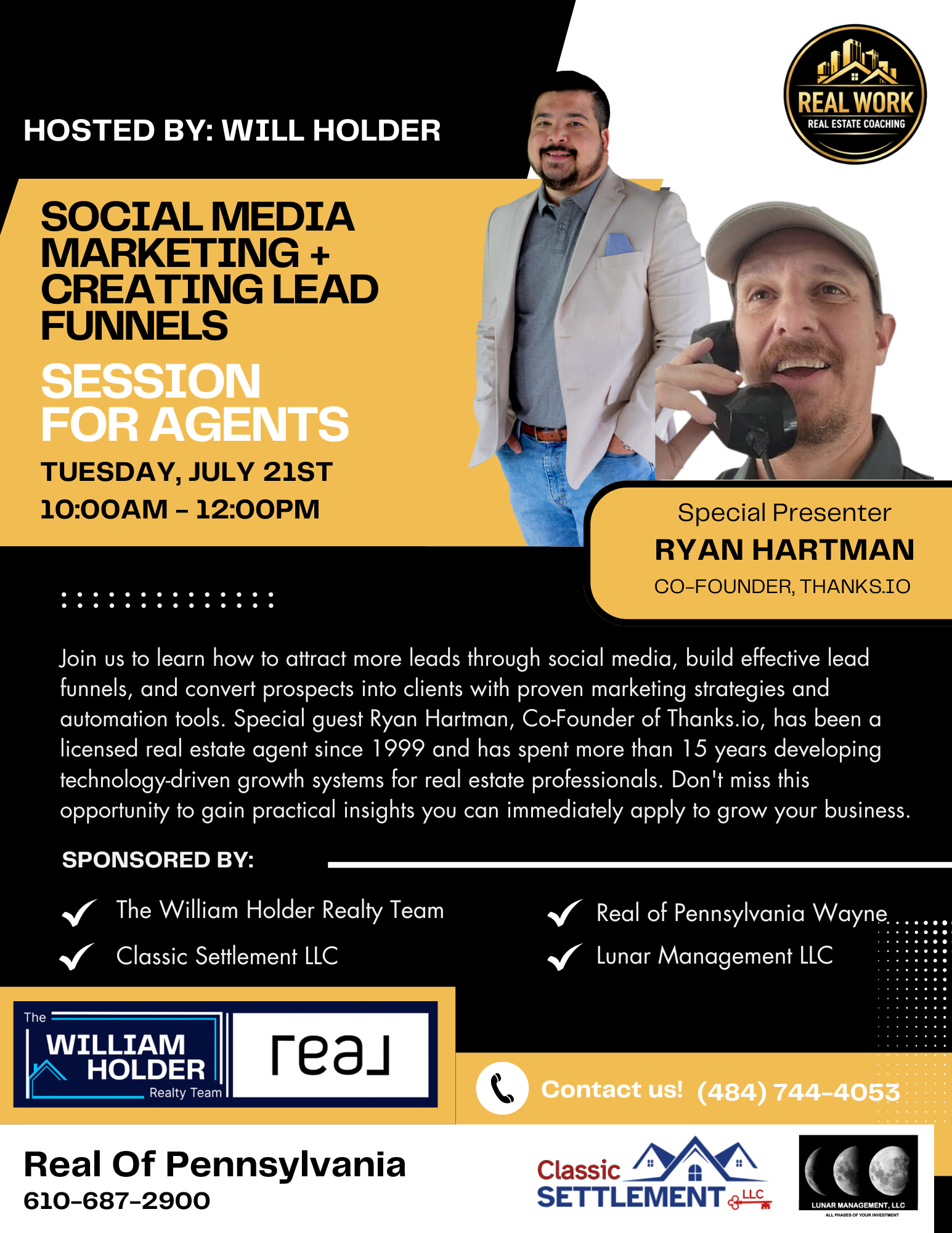 Real Work Real Estate Coaching Facebook ad