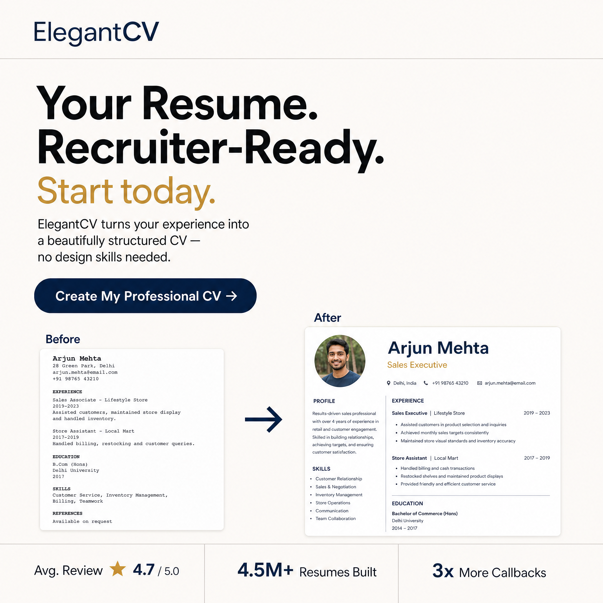 Elegant CV Facebook ad