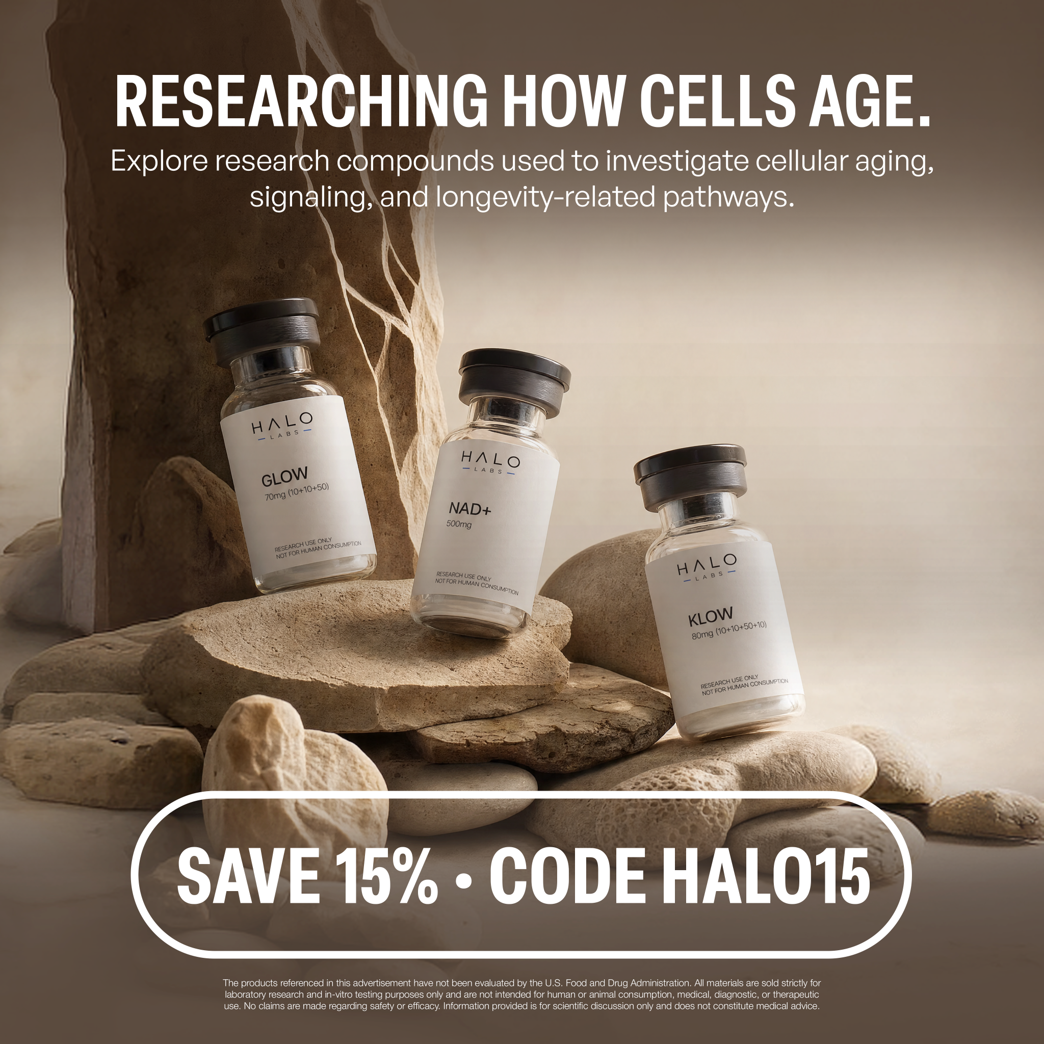Halo Labs Facebook ad: 15% Off With Code HALO15