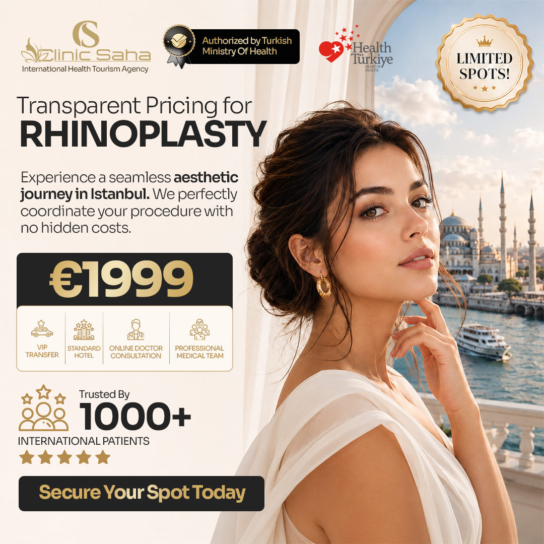 Clinic Saha Istanbul Facebook ad: Transparent Pricing for Rhinoplasty | €1999
