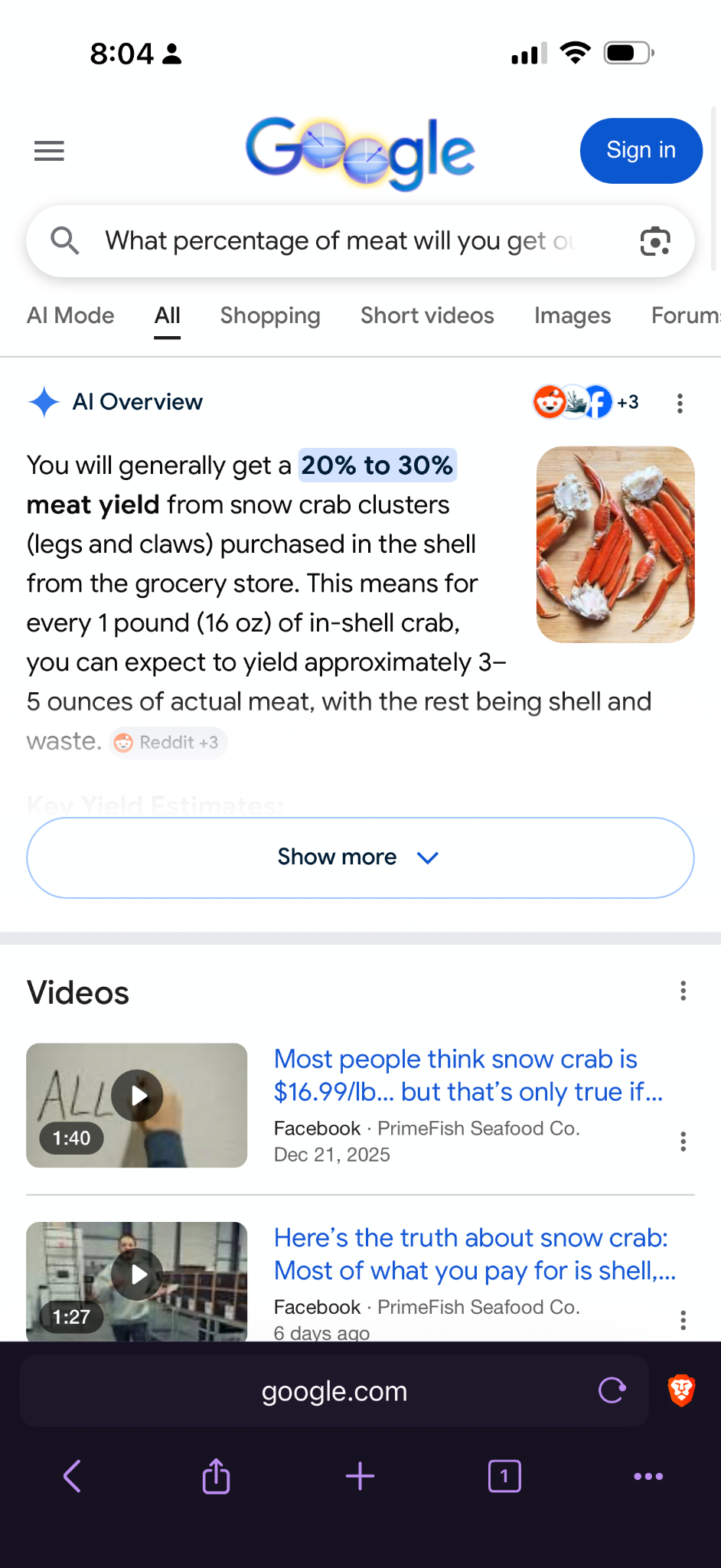 PrimeFish Seafood Co. Facebook ad