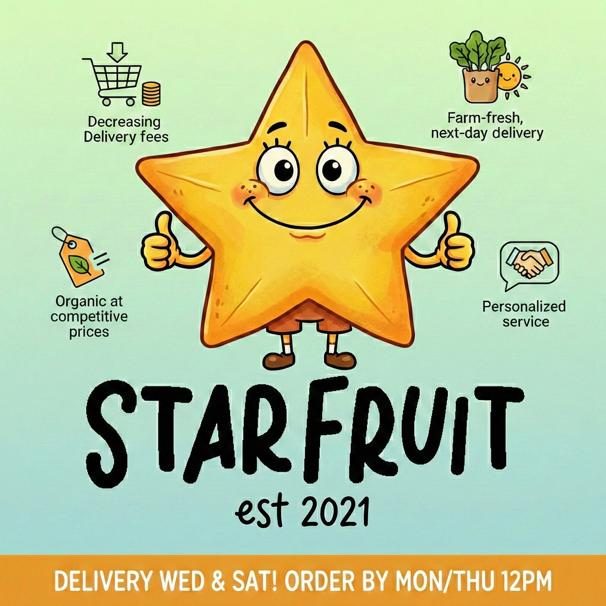 Starfruit Facebook ad: Imagine this: vegetables harvested yesterday, eggs laid…