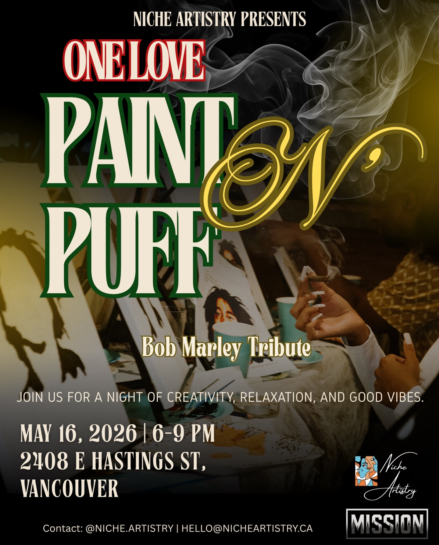ArtbyNishita Facebook ad: Bob Marley Paint N Puff