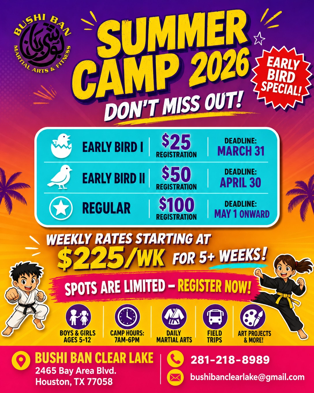 Bushi Ban Clear Lake Facebook ad: Early bird pricing end soon!