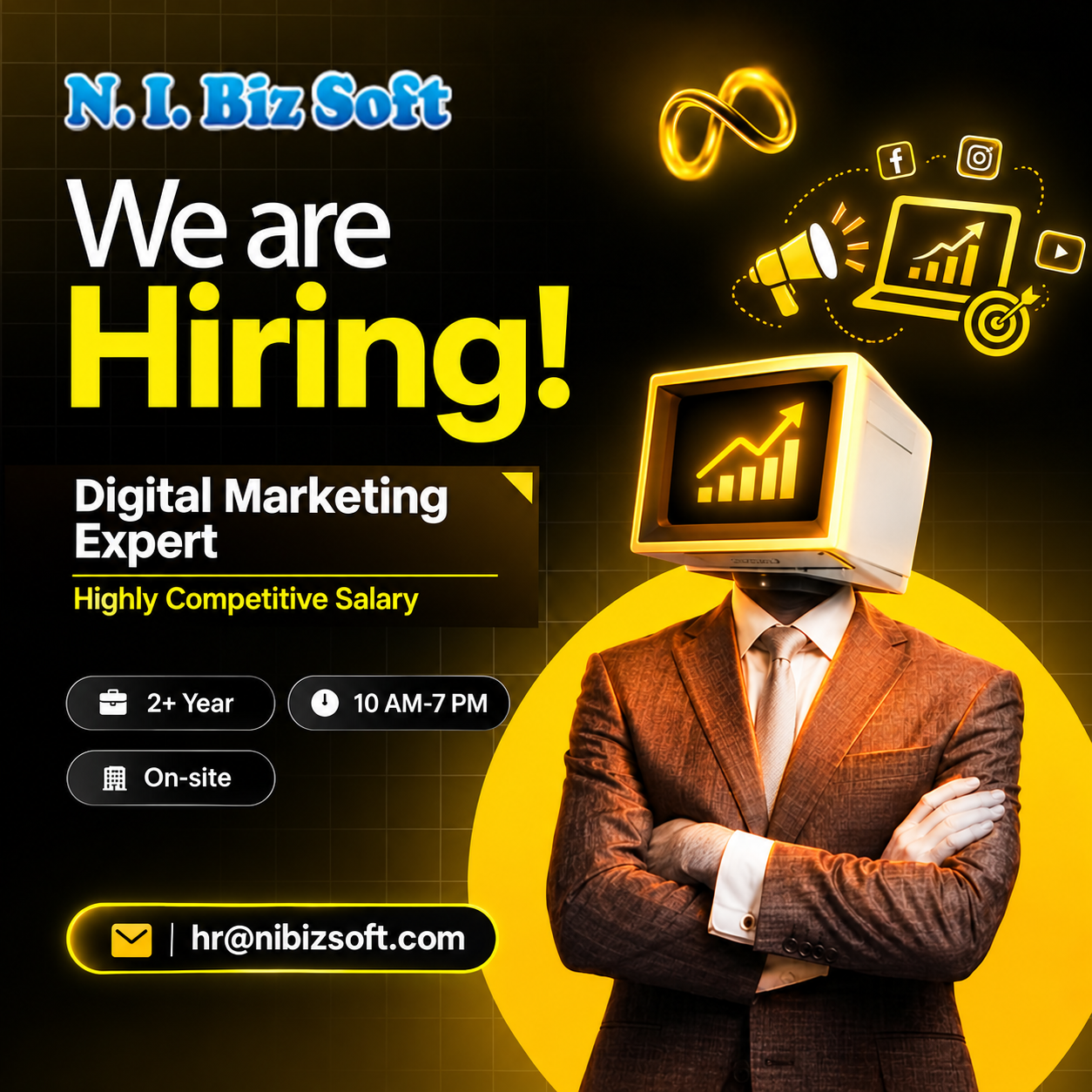 NIBiz Soft - Since 2007 Facebook ad: 𝗪𝗲'𝗿𝗲 𝗛𝗶𝗿𝗶𝗻𝗴 𝗗𝗶𝗴𝗶𝘁𝗮𝗹 𝗠𝗮𝗿𝗸𝗲𝘁𝗶𝗻𝗴…