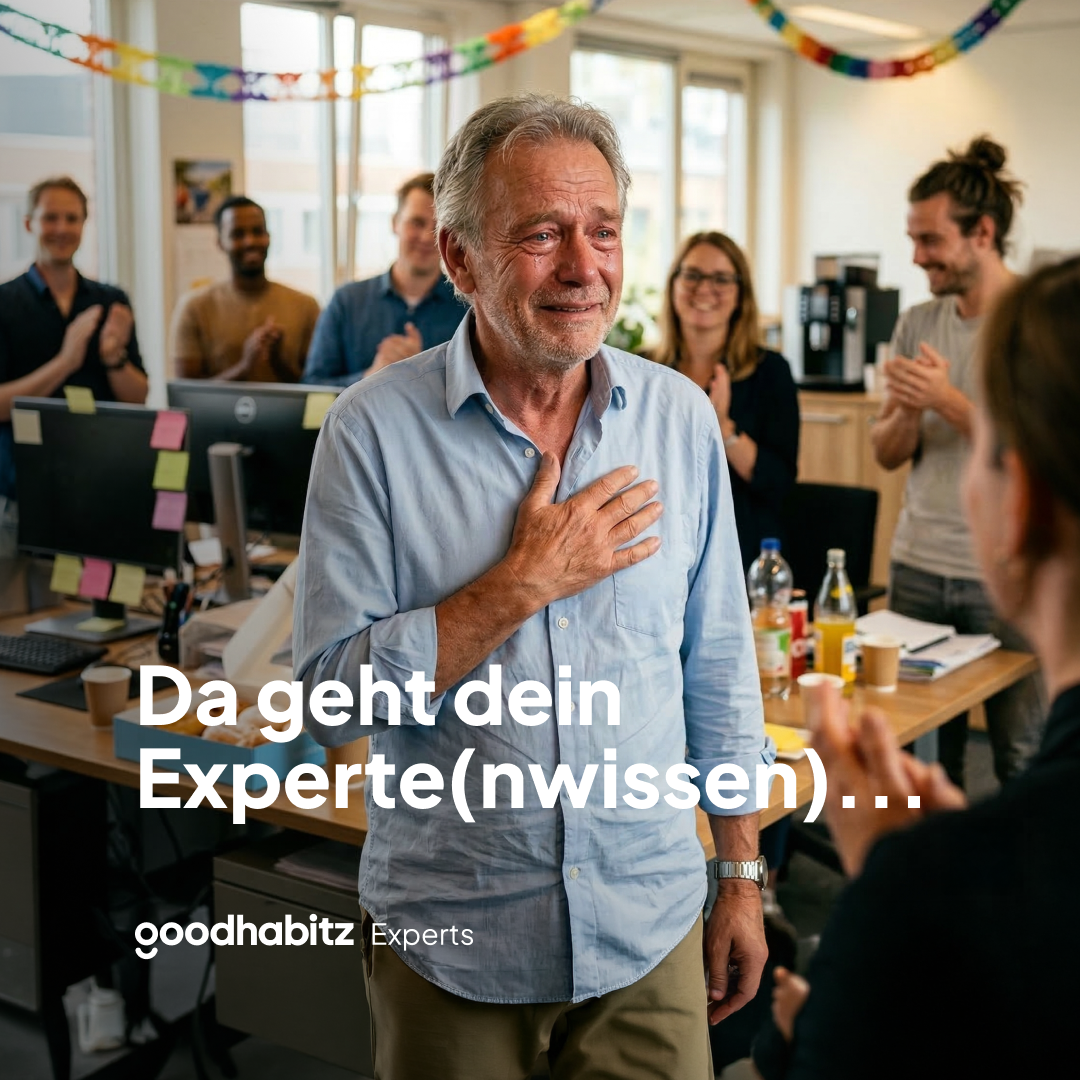 GoodHabitz Facebook ad: Lass das Wissen nicht einfach gehen.