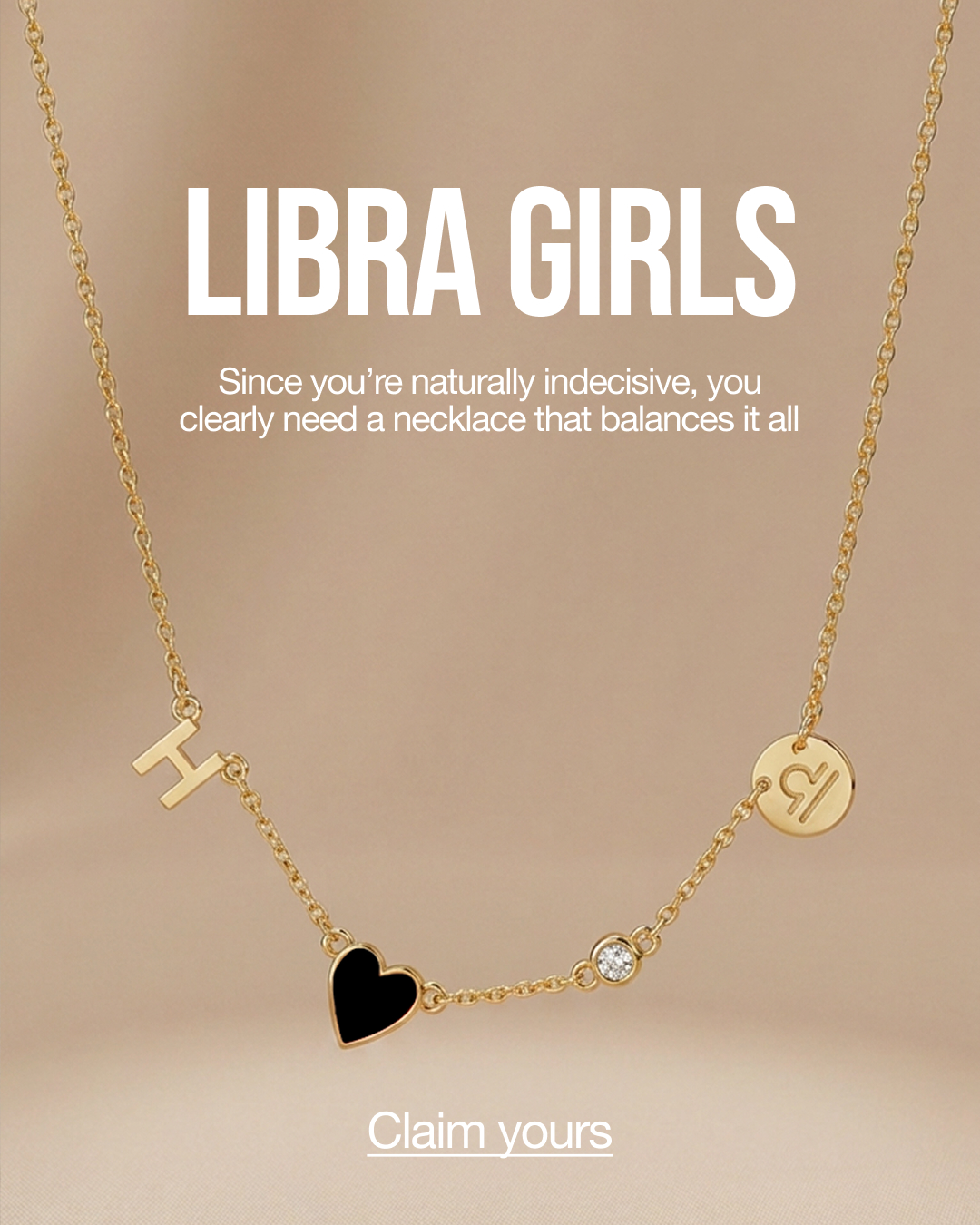 Oak and Luna Facebook ad: A necklace that’s based on your sign