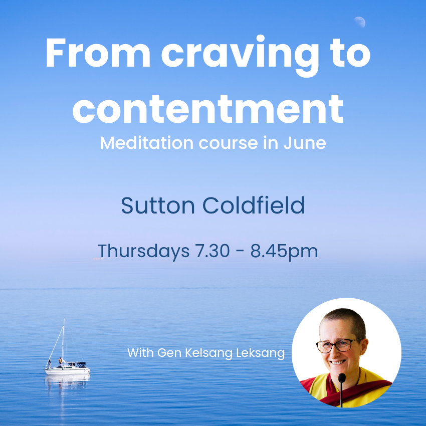 Kadampa Meditation Centre Birmingham Facebook ad: Let go of craving & restlessness