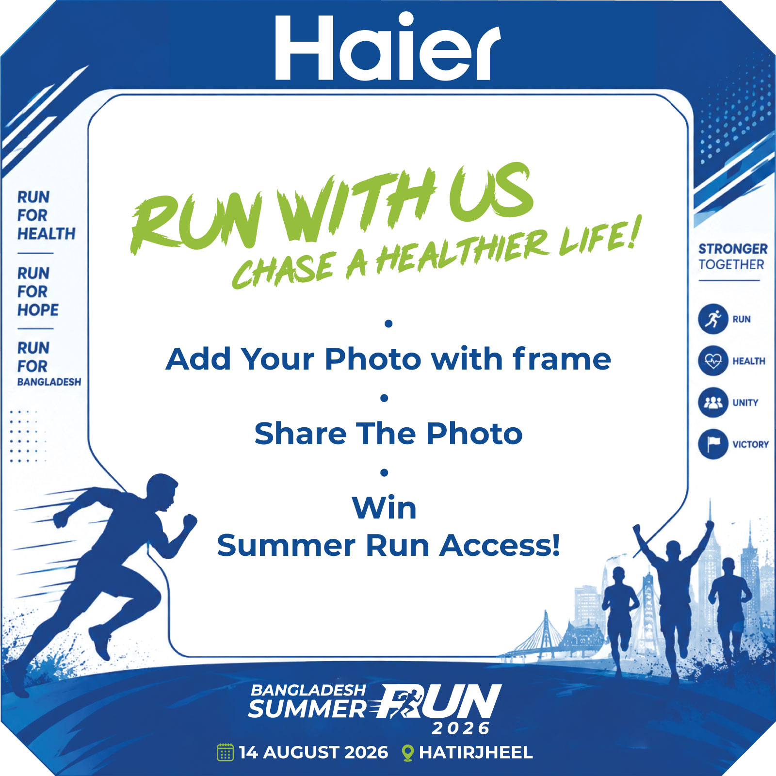 Haier Facebook ad: Run With Us, Chase a Healthier Life!