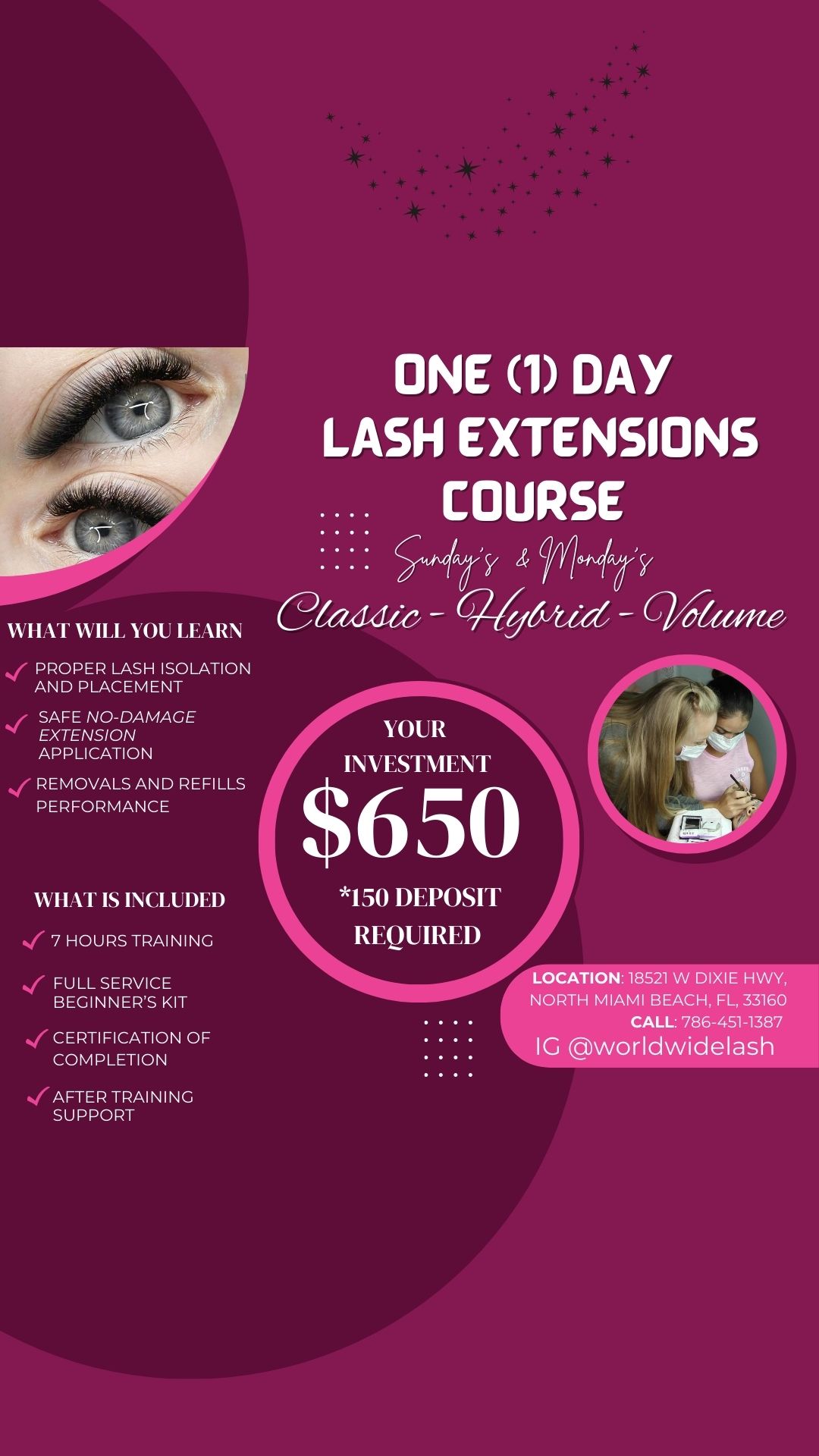 World Wide Lash Facebook ad: Lash Extensions Training