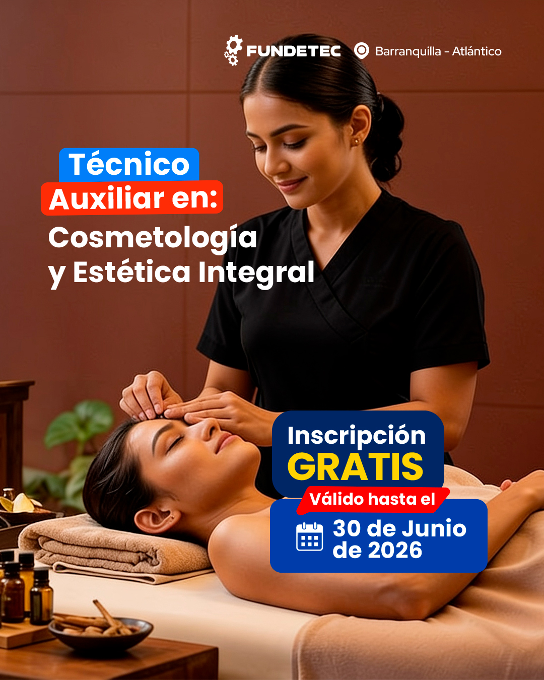 Fundetec Barranquilla Facebook ad: ¡Fórmate en Cosmetología con Fundetec!