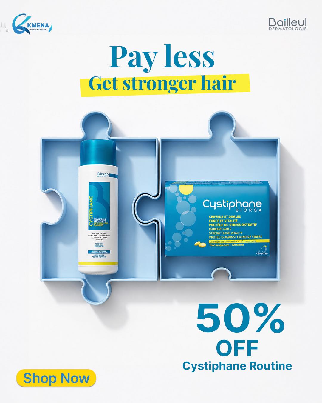 Bailleul.UAE Facebook ad: Cystiphane Tablets + Anti-Hair Loss Shampoo - Bailleul…