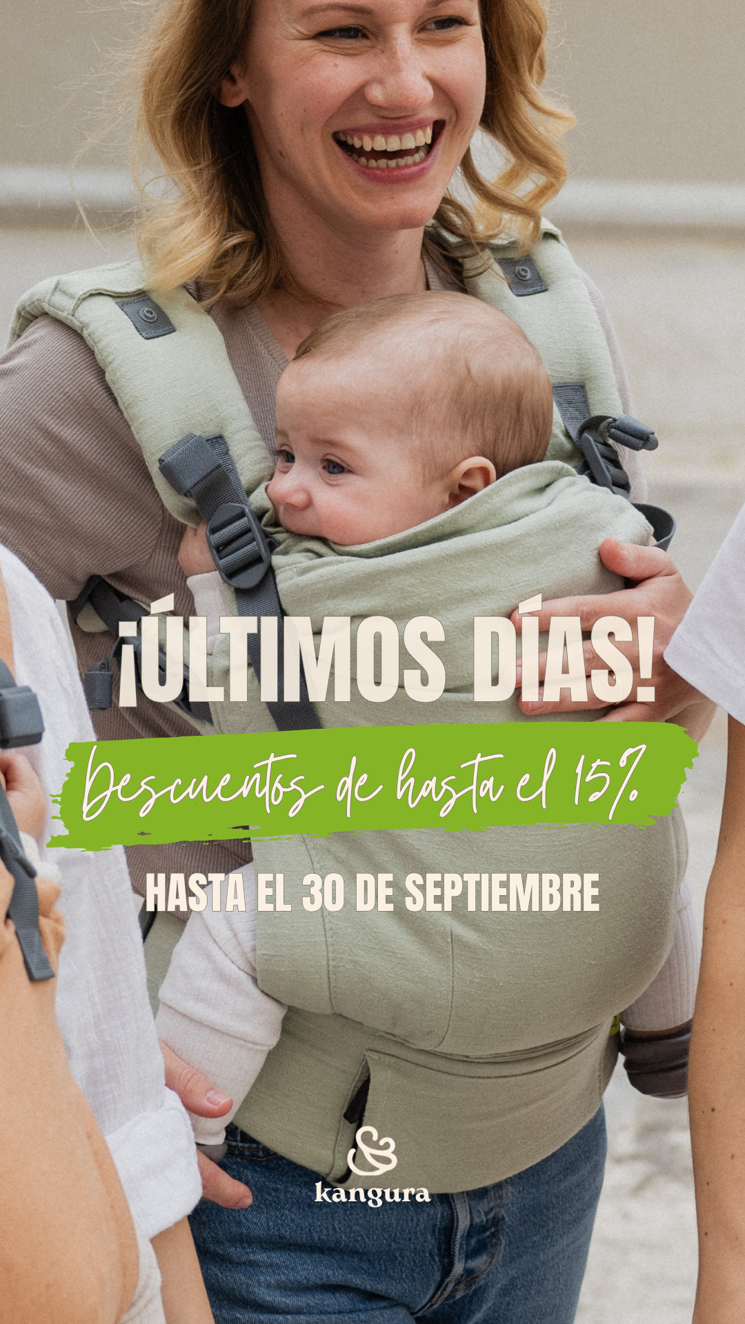 Kangura Portabebes Facebook ad: Hasta -15% en portabebés