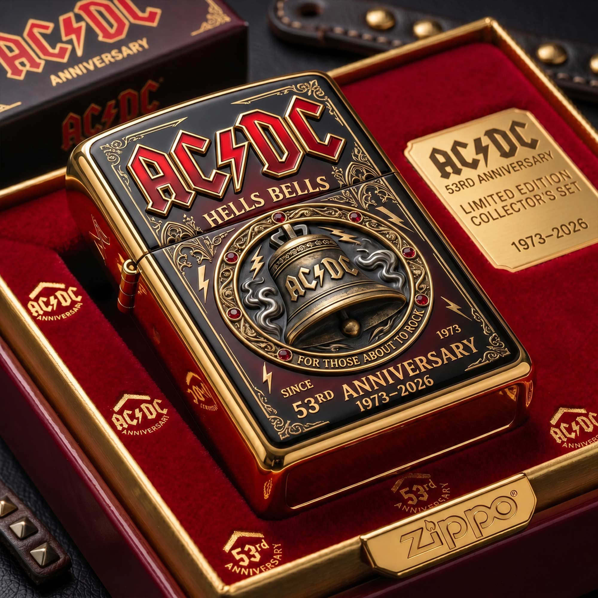AC/DC Lovers Facebook ad: AC/DC 53RD ANNIVERSARY COLLECTOR LIGHTER