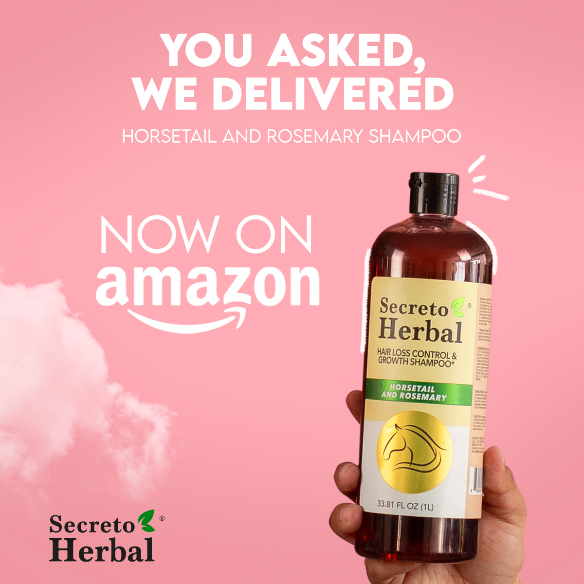 Secreto Herbal USA Facebook ad: Our Horsetail & Rosemary Shampoo is officially available…